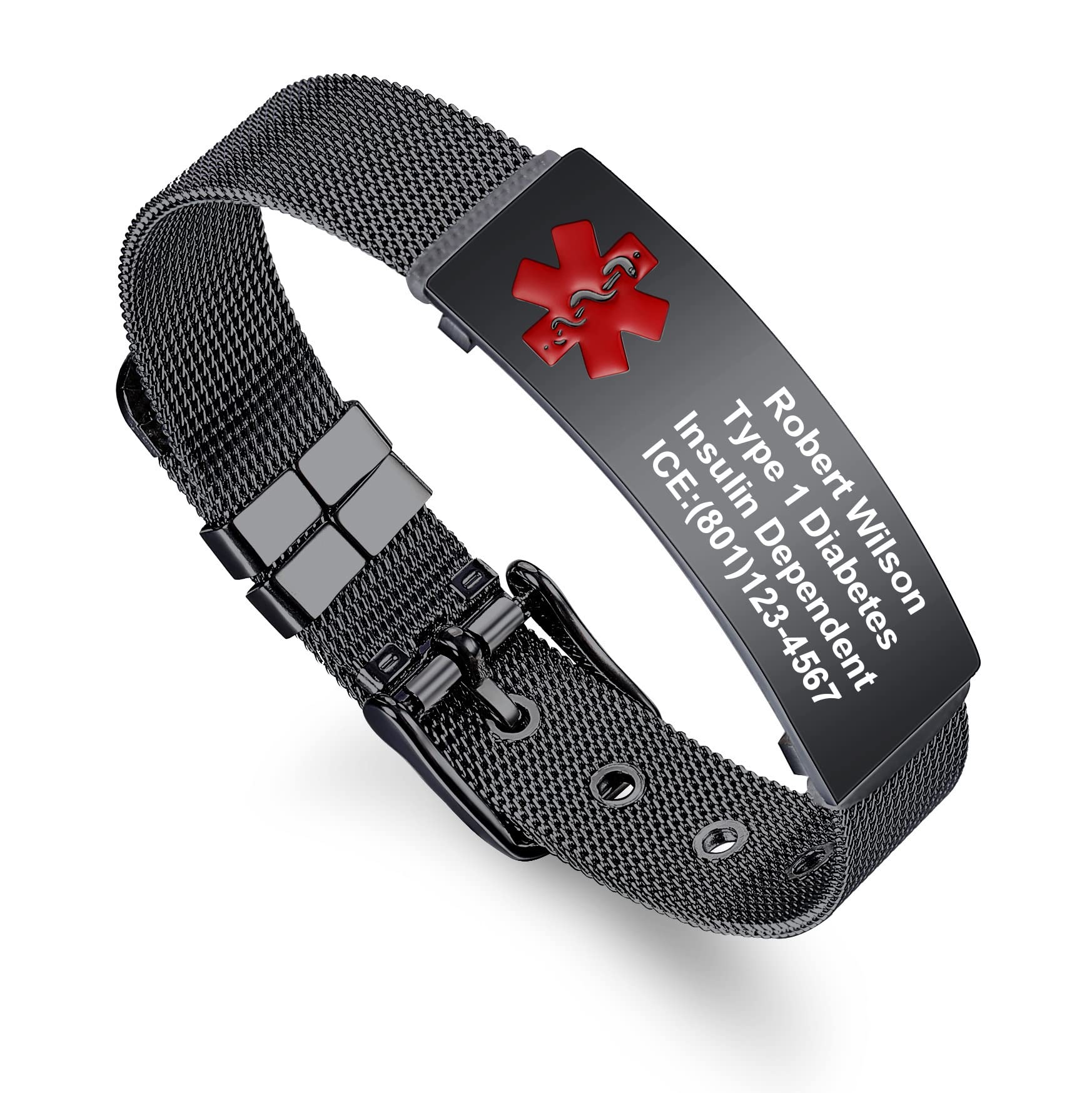 Custom Medical ID Bracelets for Women & Girls - Personalized Stainless Steel Mesh Wristband with Free Engraving | Adjustable Emergency Alert Bracelet for Allergies, Diabetes & Heart Conditions | Perfect for Daily Wear, Travel & Outdoor Activities