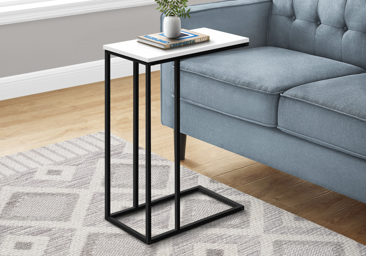 Modern White Calix Side Table - Small End Table for Living Room, Bedroom, or Office - Perfect for Coffee, Books, and Decor