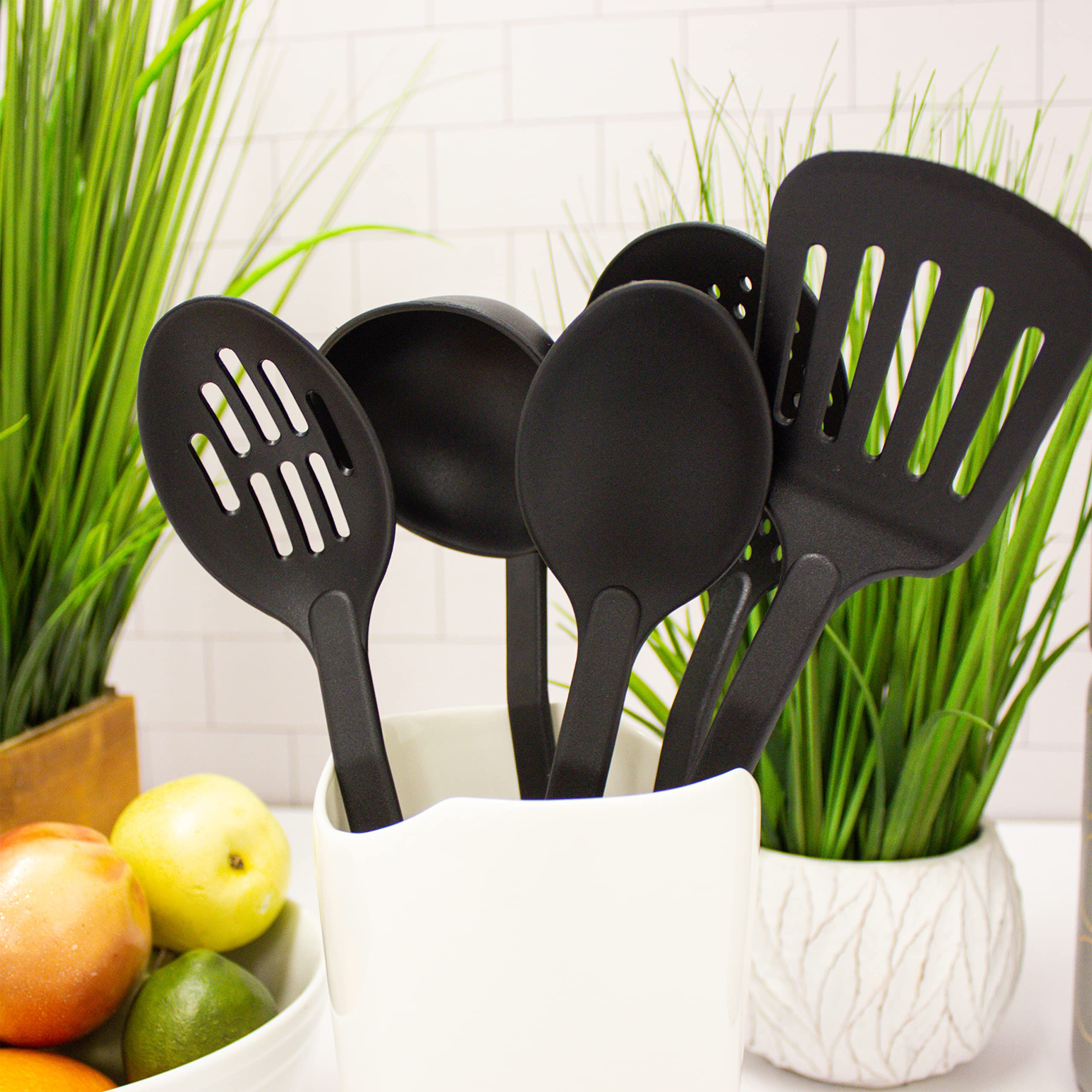 BergHOFF Studio 5-Piece Nylon Kitchen Utensil Set - Non-Stick Safe Cooking Tools for Baking, Frying & Mixing - Perfect for Everyday Cooking & Gift Giving