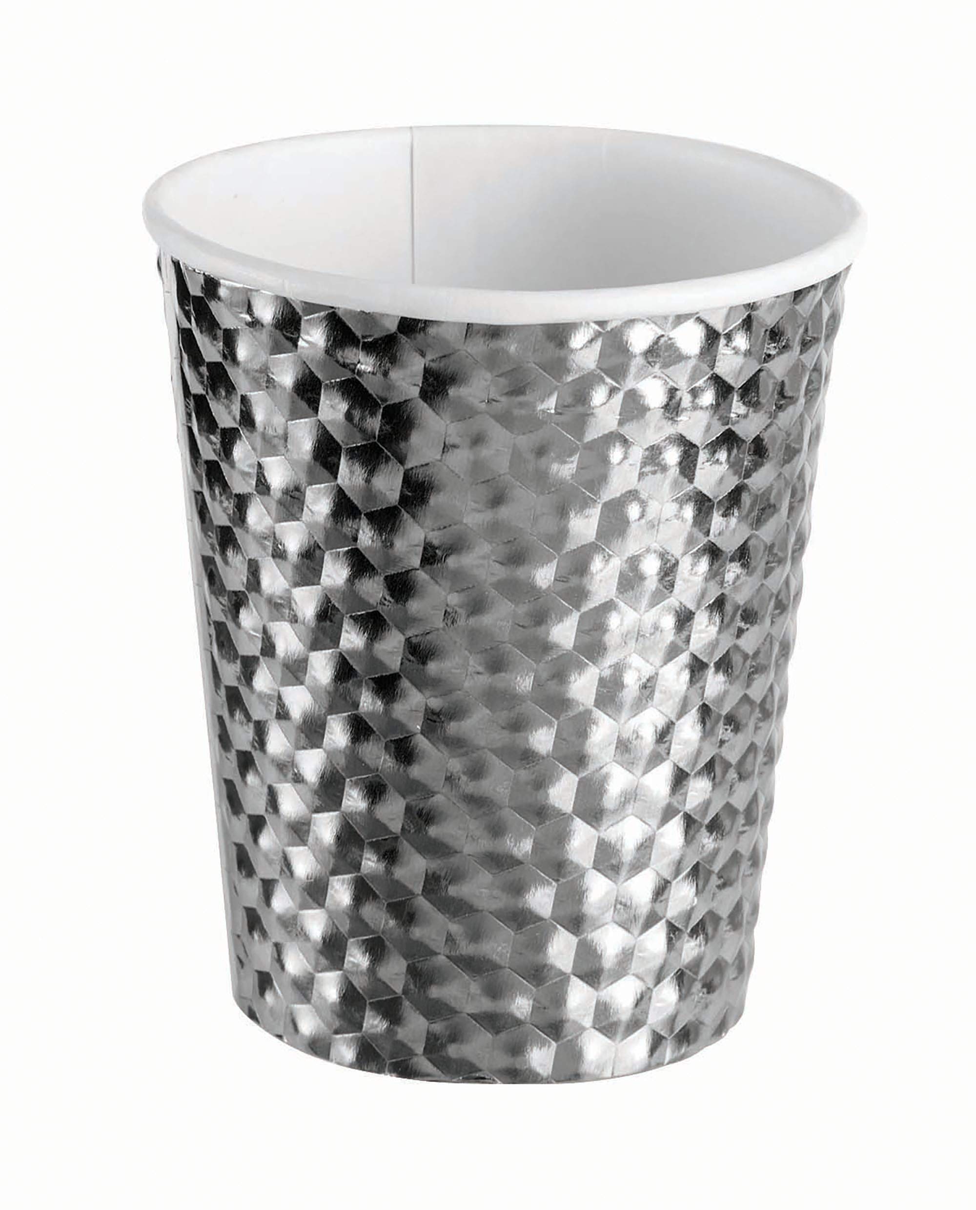 Forum Novelties X82946 Silver Disposable Paper Cups - 8 Pack for Parties, Events & Home Use | Elegant Drinkware for Weddings, Birthdays & Office Gatherings