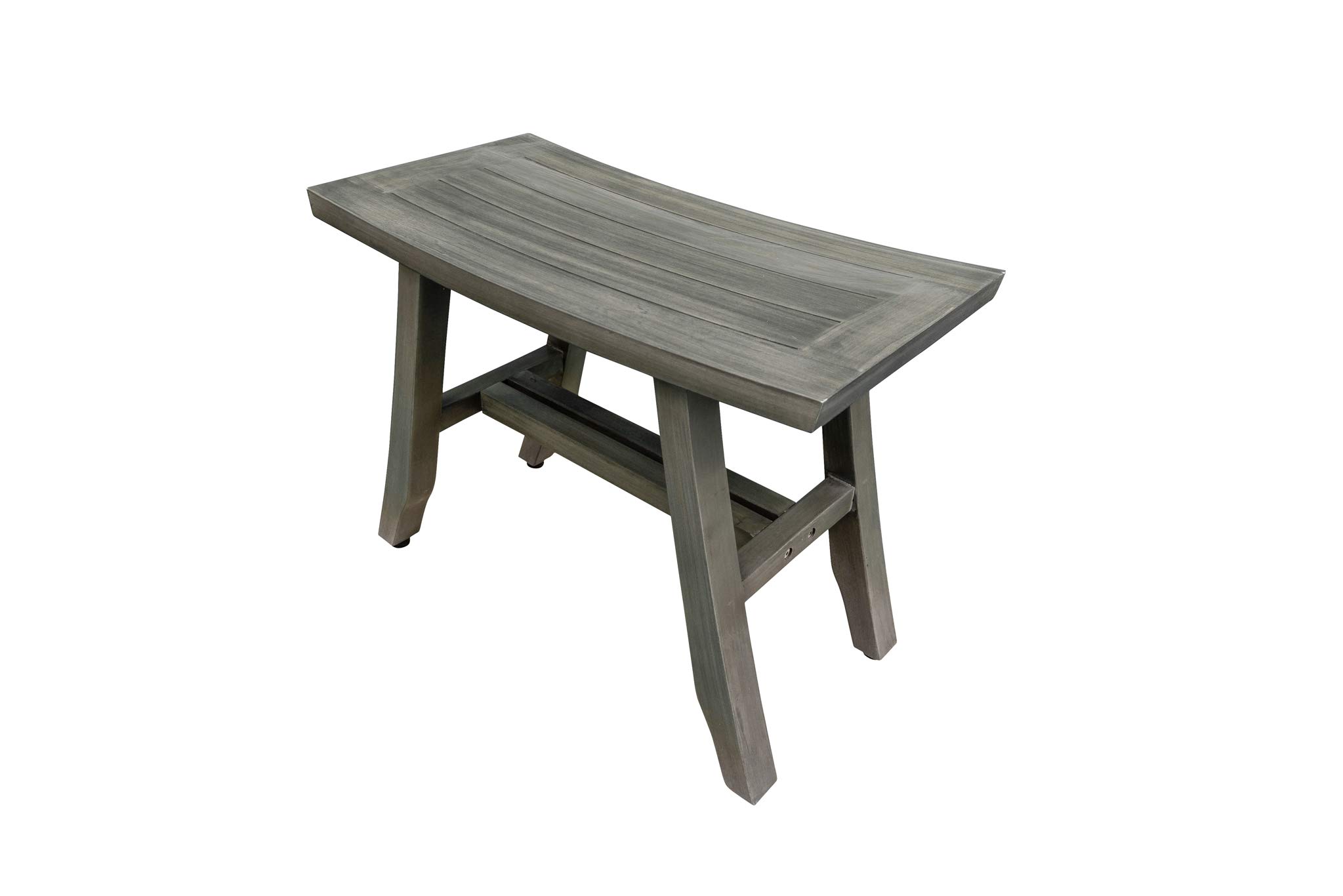 Waterproof Teak Shower Bench - 24 Inch Gray Stool for Bathroom Safety & Storage