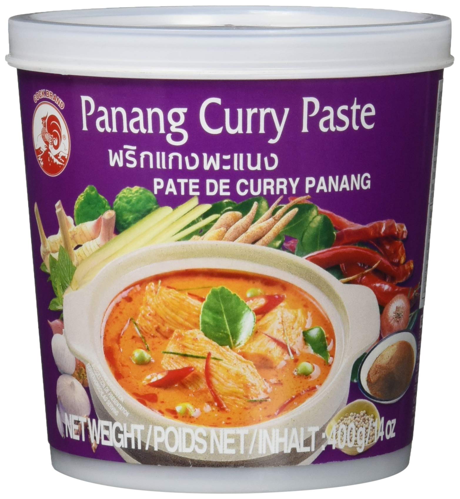 Authentic Thai Panang Curry Paste - 400g | Premium Cock Brand | Perfect for Stir-Fries, Soups & Thai Cooking at Home