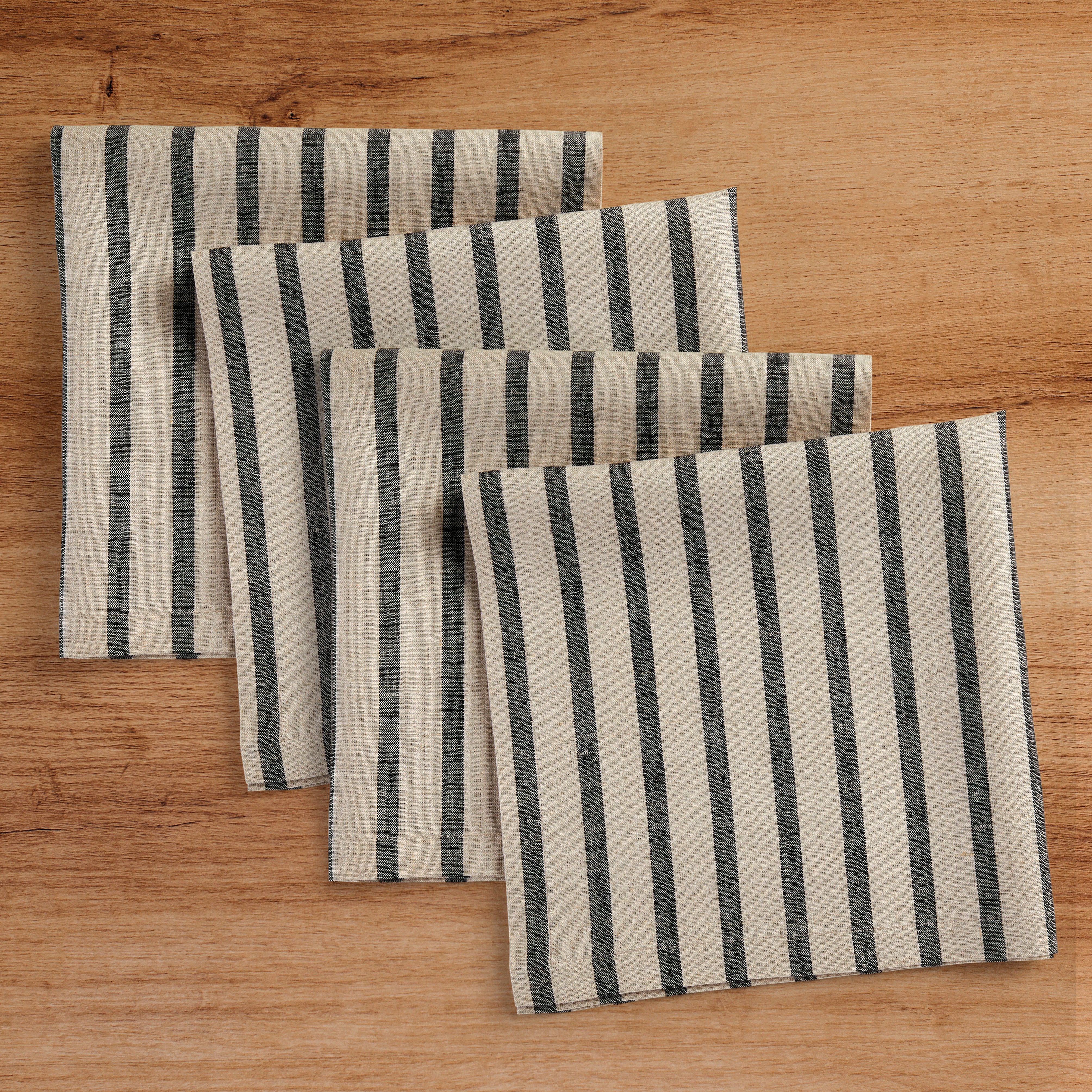 Premium Madison Stripe Cotton Napkins - Set of 4 for Elegant Dining, Dinner Parties & Holiday Table Decor