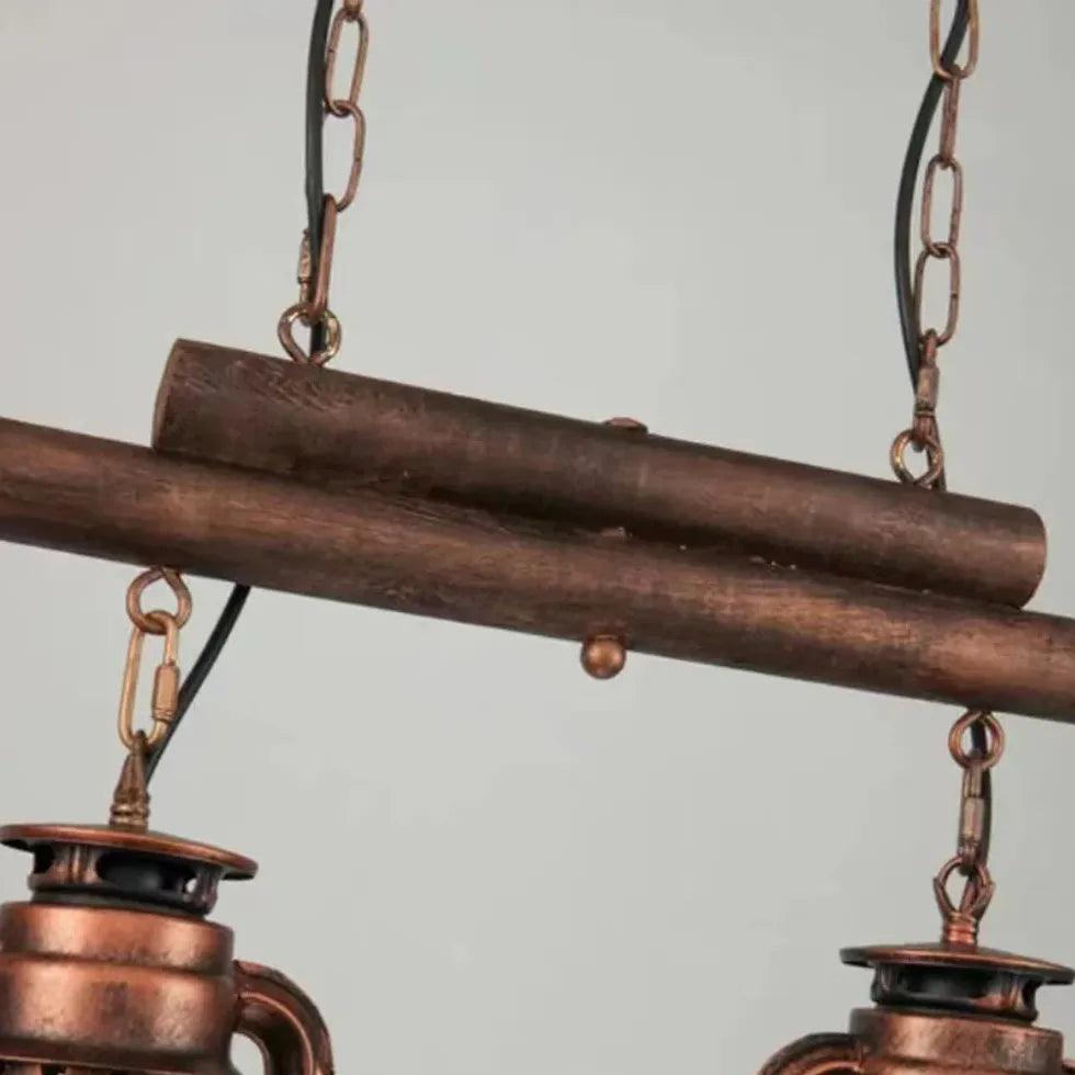 Industrial Dual Lantern Glass Pendant Light - Vintage Style Hanging Fixture for Kitchen Island, Dining Room, or Entryway Lighting