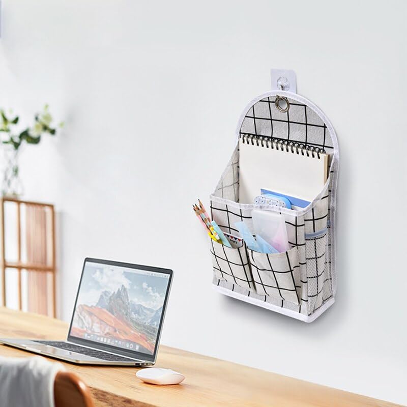 Large Capacity Wall Hanging Storage Organizer - White Grid Cloth Door Shoe Rack for Home & Office Organization | Perfect for Bedroom, Closet, Entryway Storage