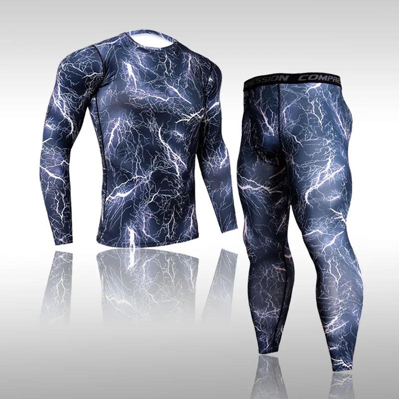 Quick Dry Camouflage Men's Running Set - Compression Sports Suit with Skinny Tights & Rashguard for Gym, Fitness & Outdoor Activities | Moisture-Wicking Workout Clothes for Jogging, Training & Sports 2025
