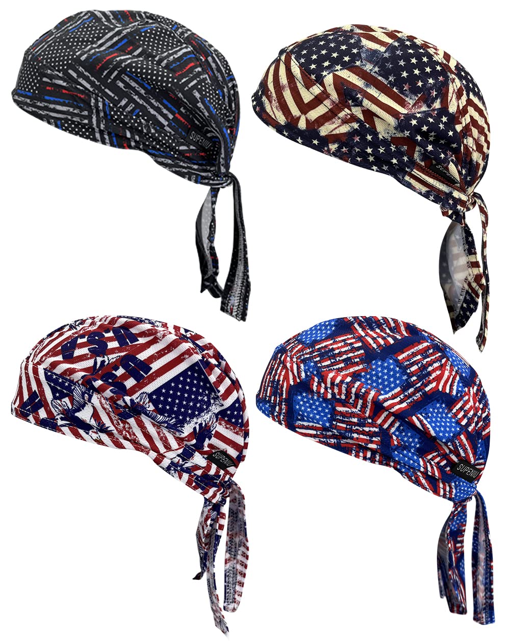 Doo Rags Beanie Hats for Men & Women - Skull Caps, Dew Rags, Bandana Helmet Liners - Motorcycle & Cycling Caps, Headwraps for Outdoor Sports & Work Protection