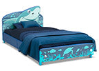 Shark Upholstered Twin Bed - Soft Fabric Platform Bed Frame with Sturdy Wooden Legs for Kids & Teens Bedroom, Dorm Room or Guest Room