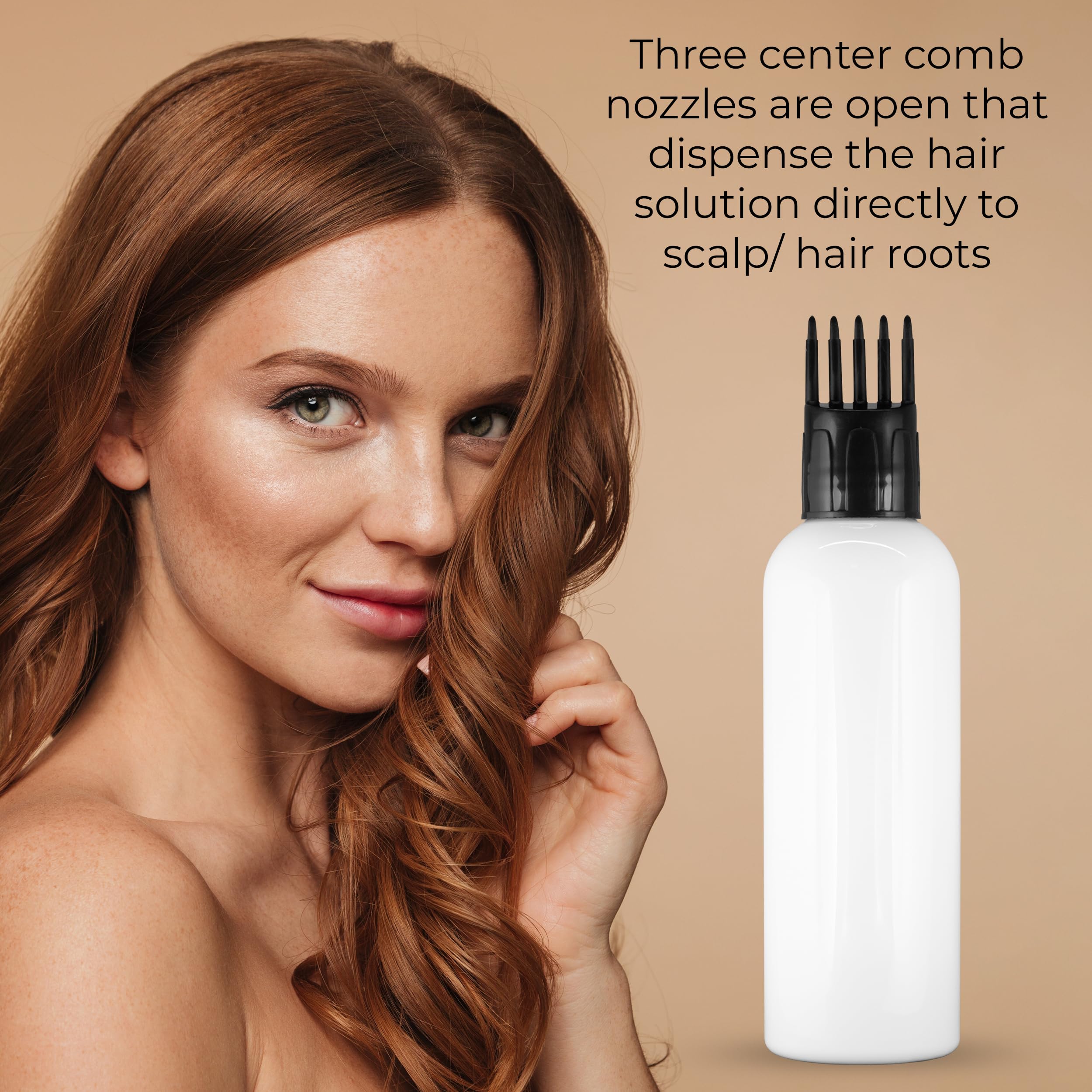 Empty Cylindrical Applicator Bottle for Hair Oil, Shampoo, Medicine & Dye - 1oz Root Comb Brush Bottle with Transparent Design (White, PC Material) - Perfect for Salon, Home Hair Care & DIY Beauty Products