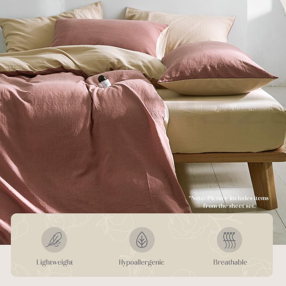 Premium Cotton Quilt Cover Set - Double Size Duvet Cover in Red & Beige for Cozy Bedroom Decor & Comfortable Sleep