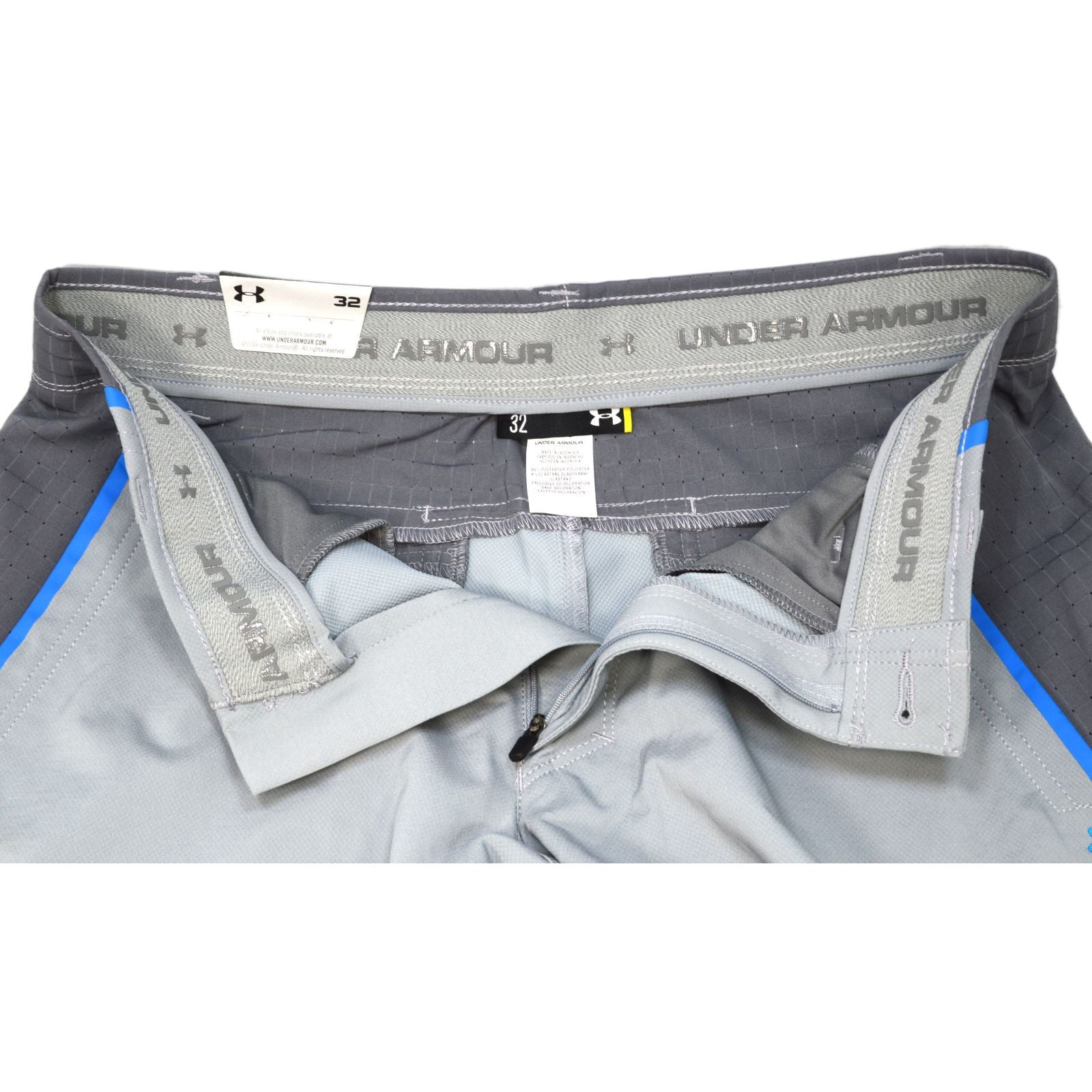 New Under Armour UA Golf Shorts for Men - Size 32 in Gray & Blue with Stretch Waist | Comfortable Athletic Shorts for Golfing, Running & Casual Wear