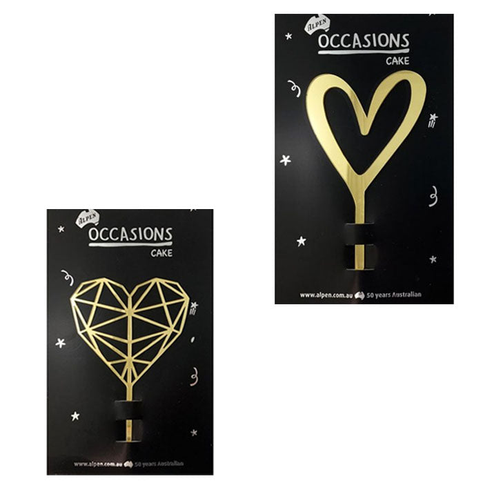 Elegant Gold Heart Cake Topper for Wedding, Birthday & Anniversary Cakes - Perfect for Romantic Celebrations & Special Occasions