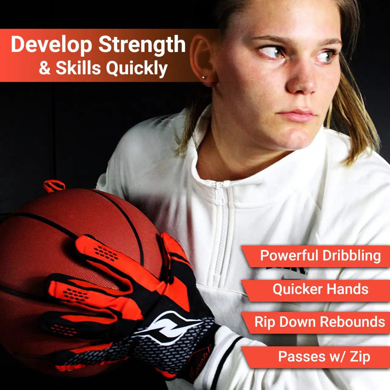 Hoop Handz Weighted Basketball Gloves for Training - Heavy Duty Design to Improve Hand Speed & Dribbling Skills | Perfect for Basketball Practice, Workouts & Skill Development