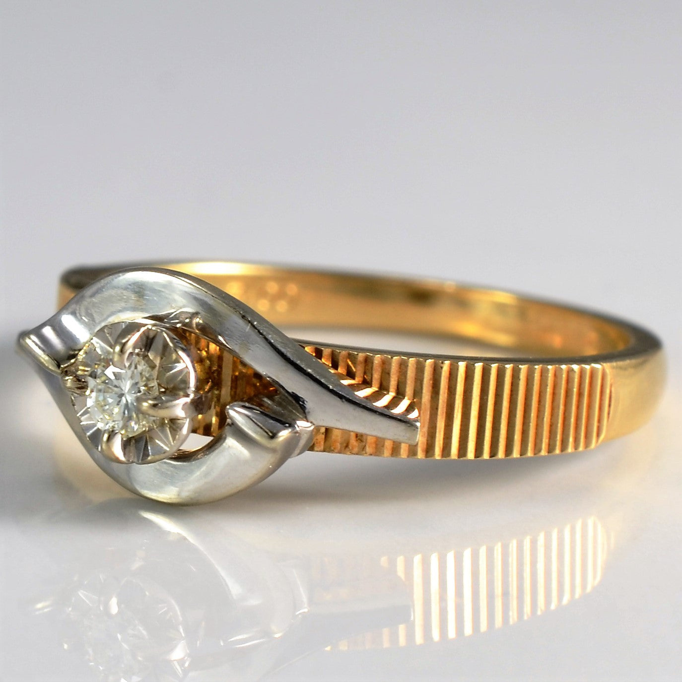 Vintage Canadian Diamond Ring - 0.05ct Textured Band in Size 6.25 - Elegant Wedding, Engagement & Anniversary Jewelry Gift for Women
