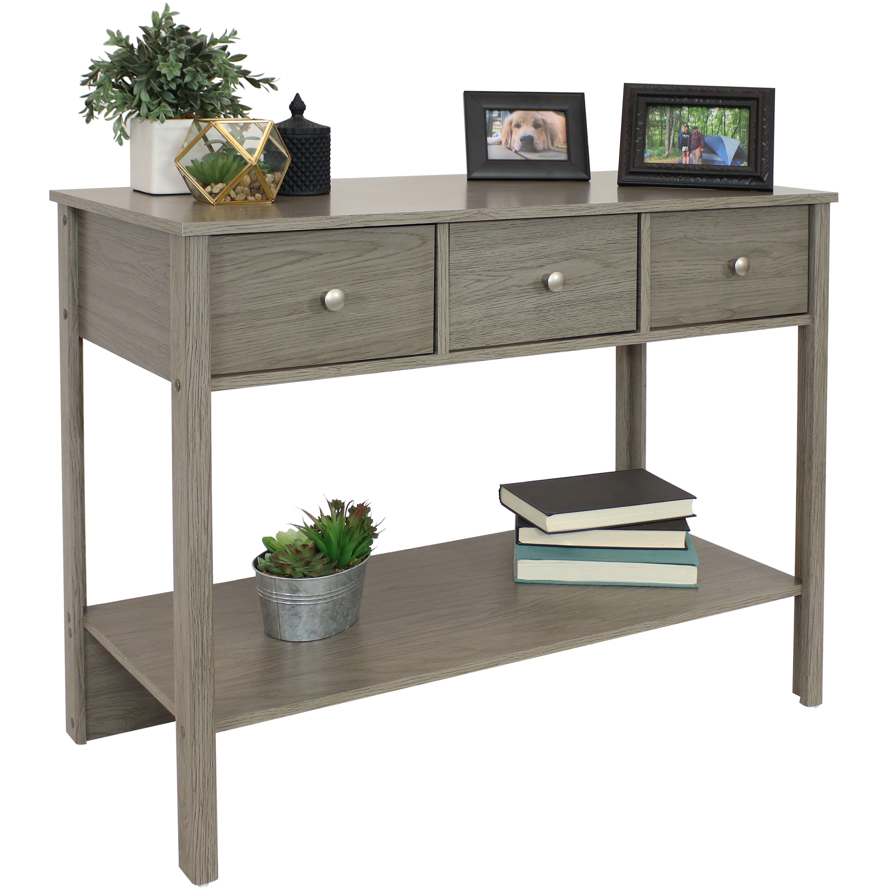 Sunnydaze Classic Entryway Console Table with Drawers - Thunder Gray Wooden Hallway Table for Entryway, Living Room & Foyer Decor