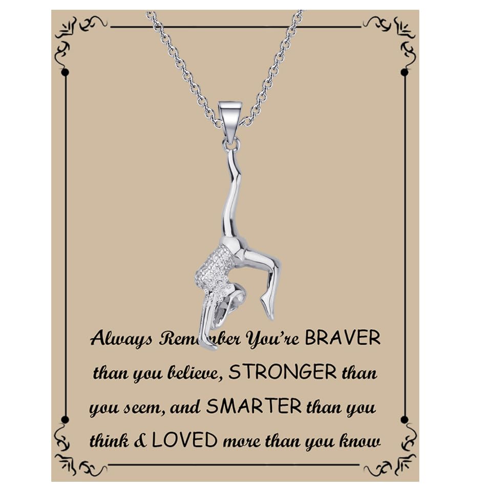 BNQL Gymnastics Necklace for Girls - Inspirational Gymnast Pendant Jewelry Gift with Jewelry Box - Perfect for Competitions, Team Events & Birthday Presents