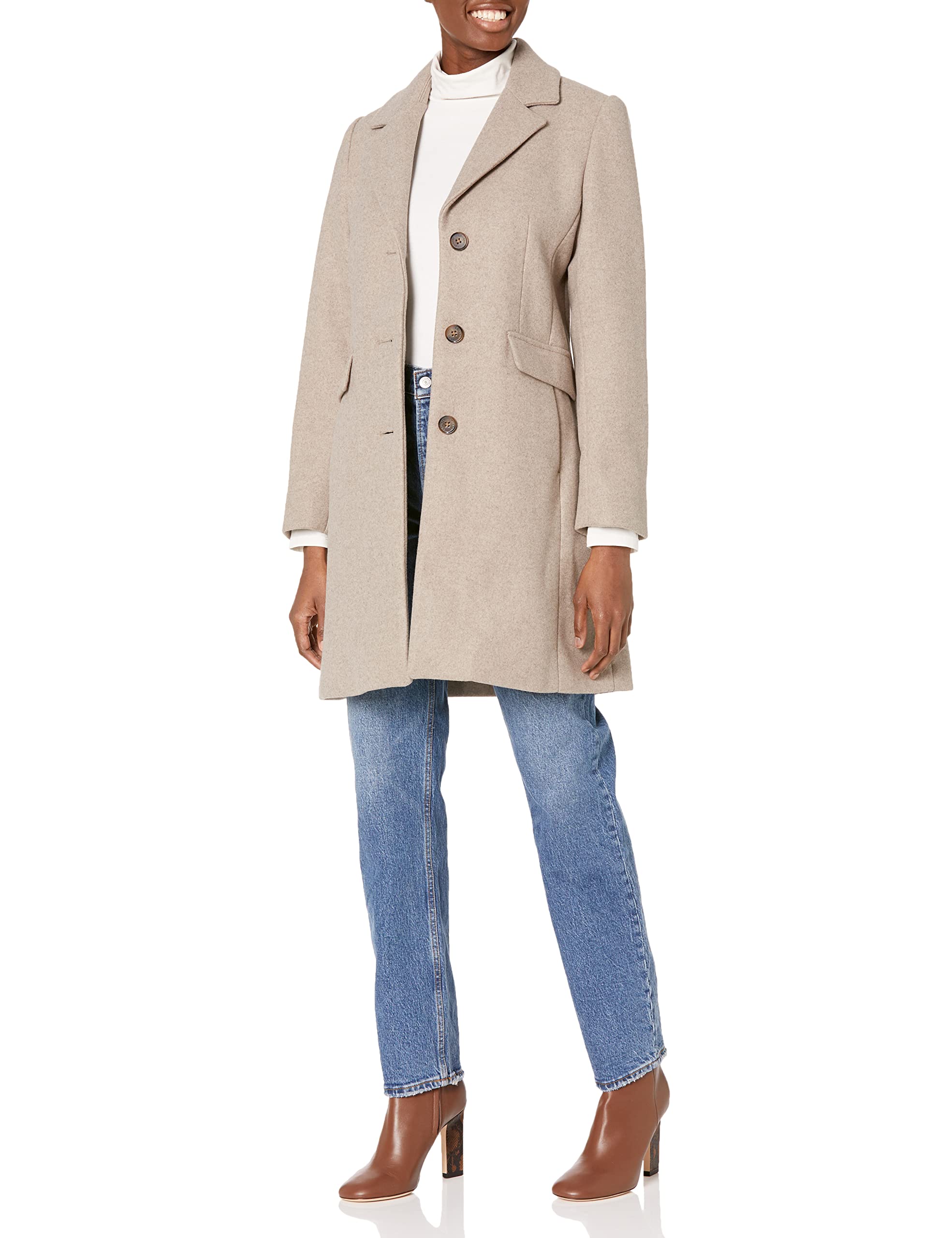 Shelli Segal Women's Faux Wool Coat with Notch Collar - Winter Fashion Outerwear for Women | Perfect for Office, Parties & Cold Weather
