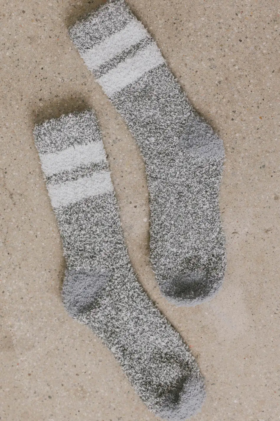Cozy Fuzzy Striped Socks for Women & Men - Soft Heather Grey Winter Warm Socks - Perfect for Home, Office & Cold Weather Comfort