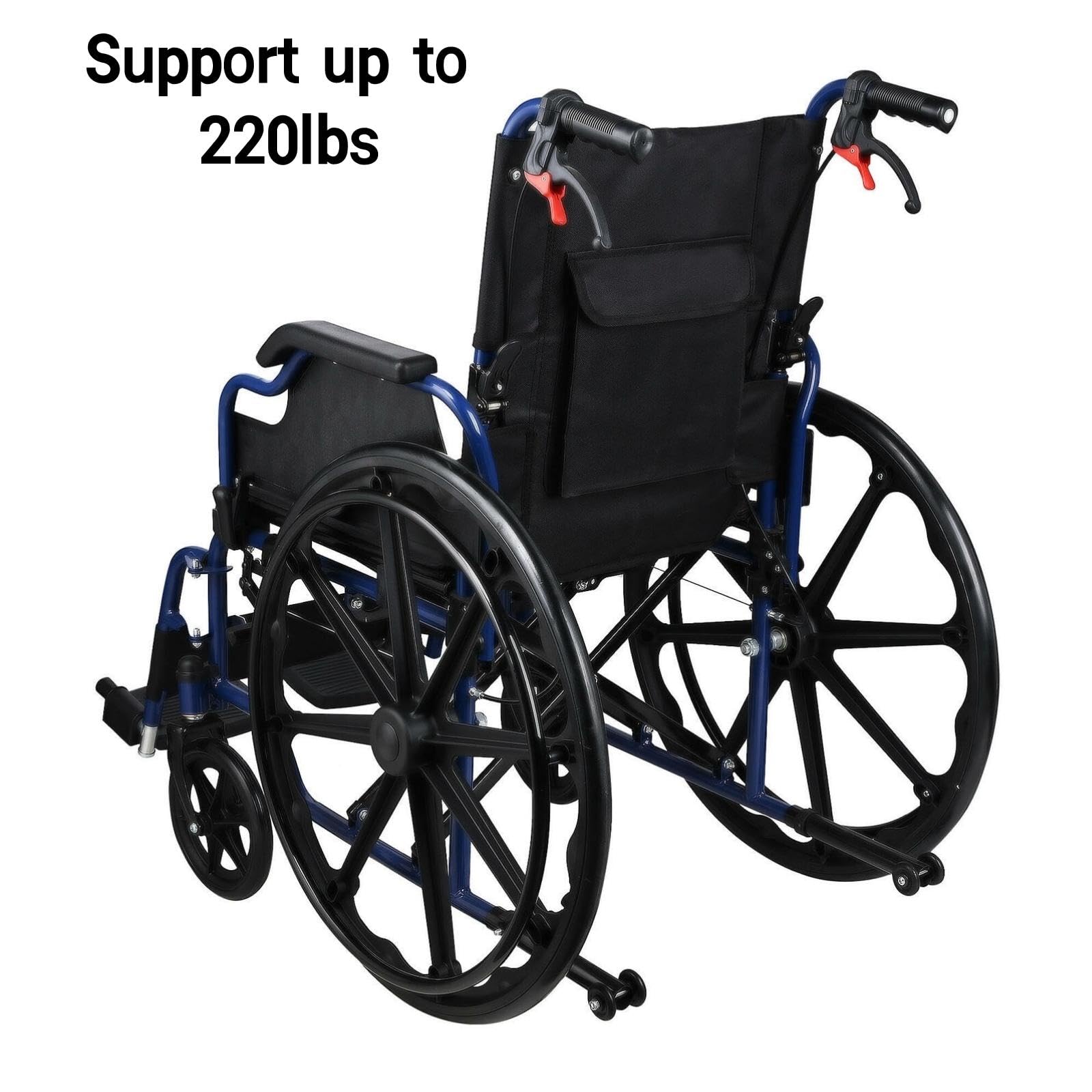 Lightweight Foldable Wheelchair with Flip-Back Desk Arms & Swing-Away Footrests - 18