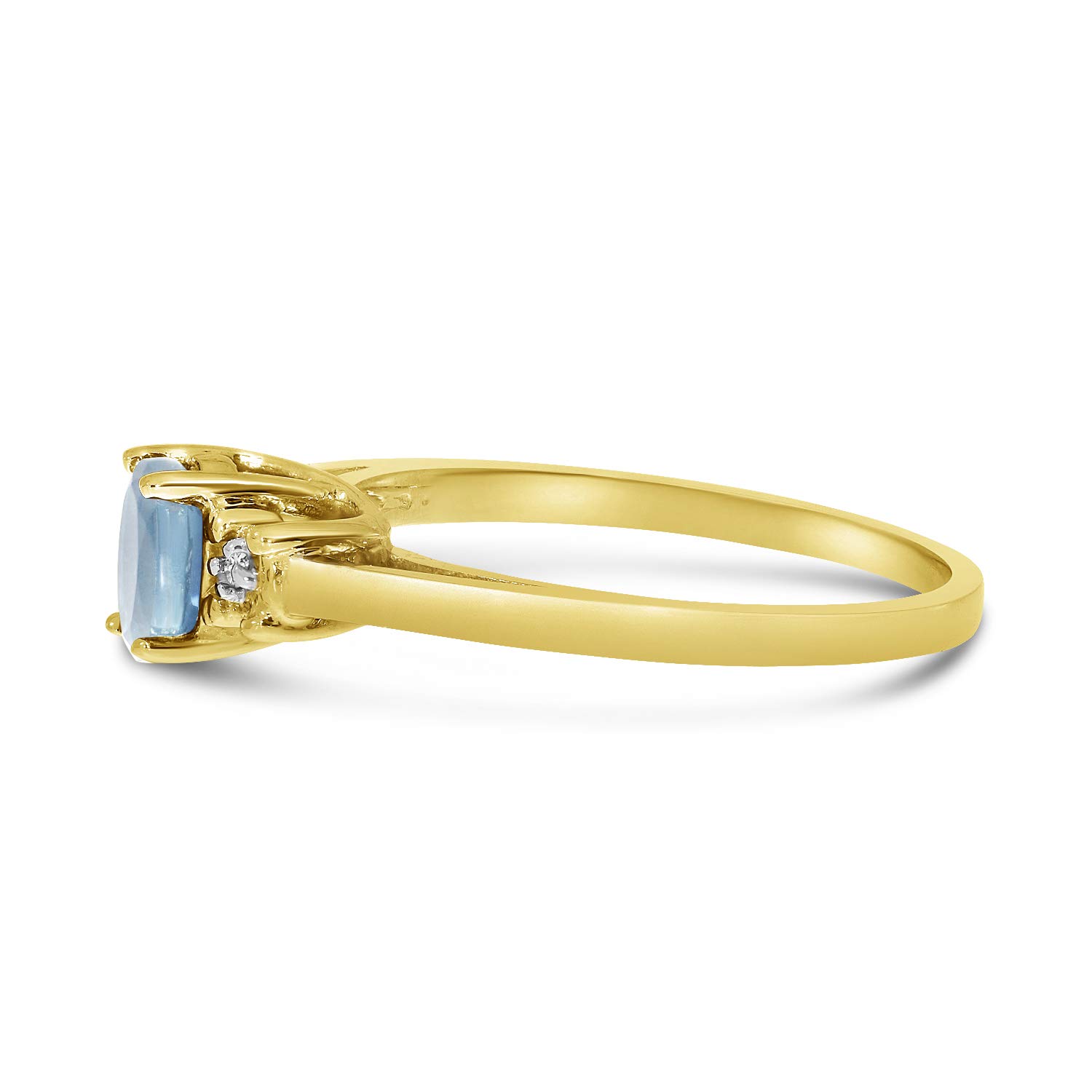 10K Yellow Gold Oval Aquamarine and Diamond Ring for Women - Elegant March Birthstone Jewelry Gift for Engagement, Anniversary & Special Occasions