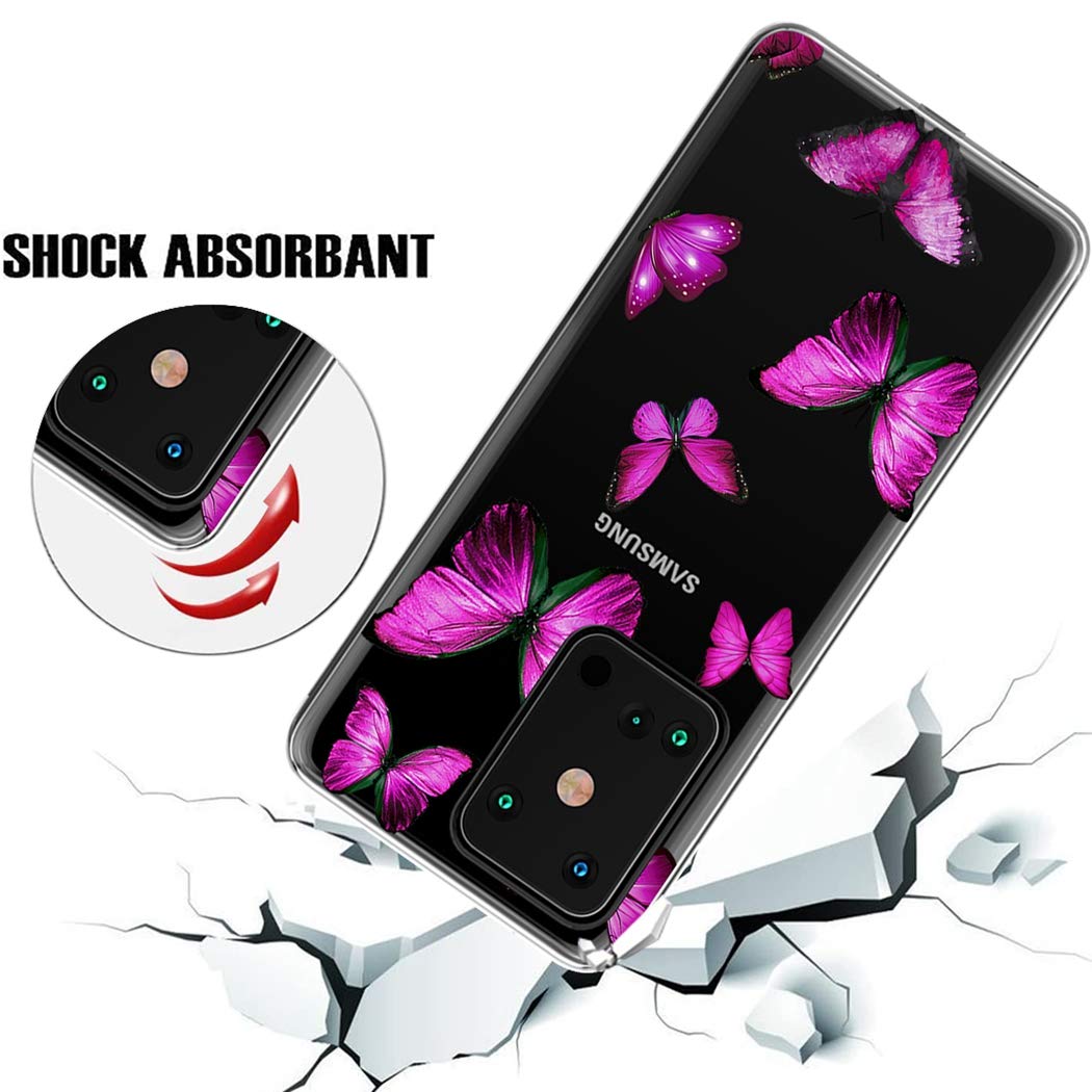 Cute Clear Slim Shockproof TPU Case for Samsung Galaxy S20 Ultra 5G - Soft Protective Phone Cover with Butterfly Design for Women & Girls | Perfect for Everyday Use, Work, and Travel