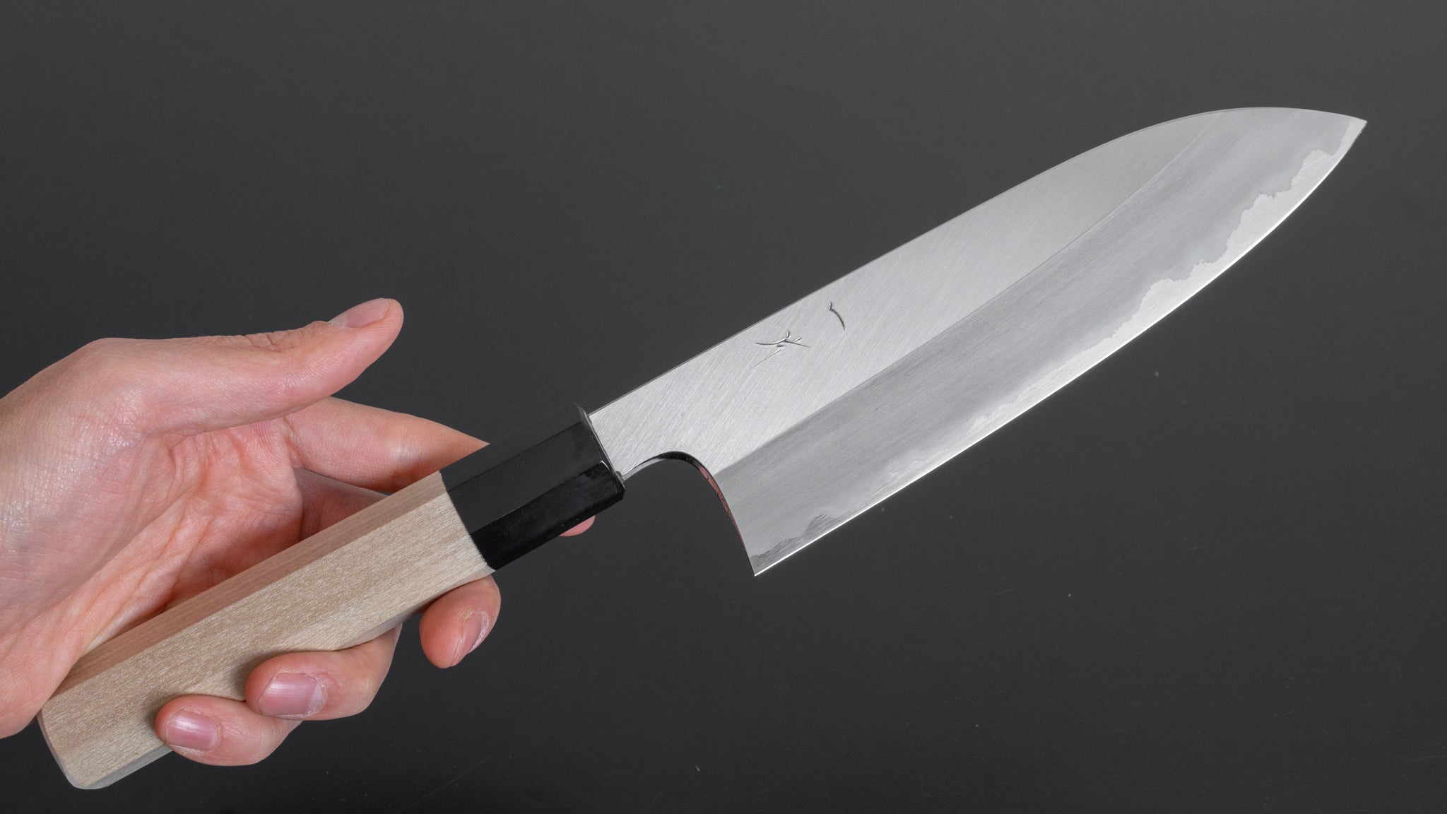 Premium Hitohira Togashi White #1 Stainless Clad Migaki Santoku Knife 180mm with Japanese Ho Wood Handle - Perfect for Slicing, Dicing & Chopping Vegetables, Meat & Fish in Professional & Home Kitchens