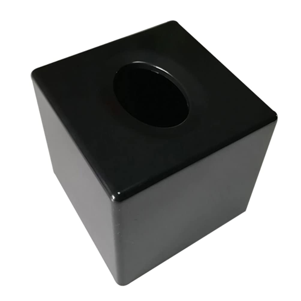 Cabilock Square Plastic Tissue Box Cover - Black Bathroom Vanity Countertop Tissue Holder & Dispenser | Perfect for Home, Office, and Guest Bathrooms