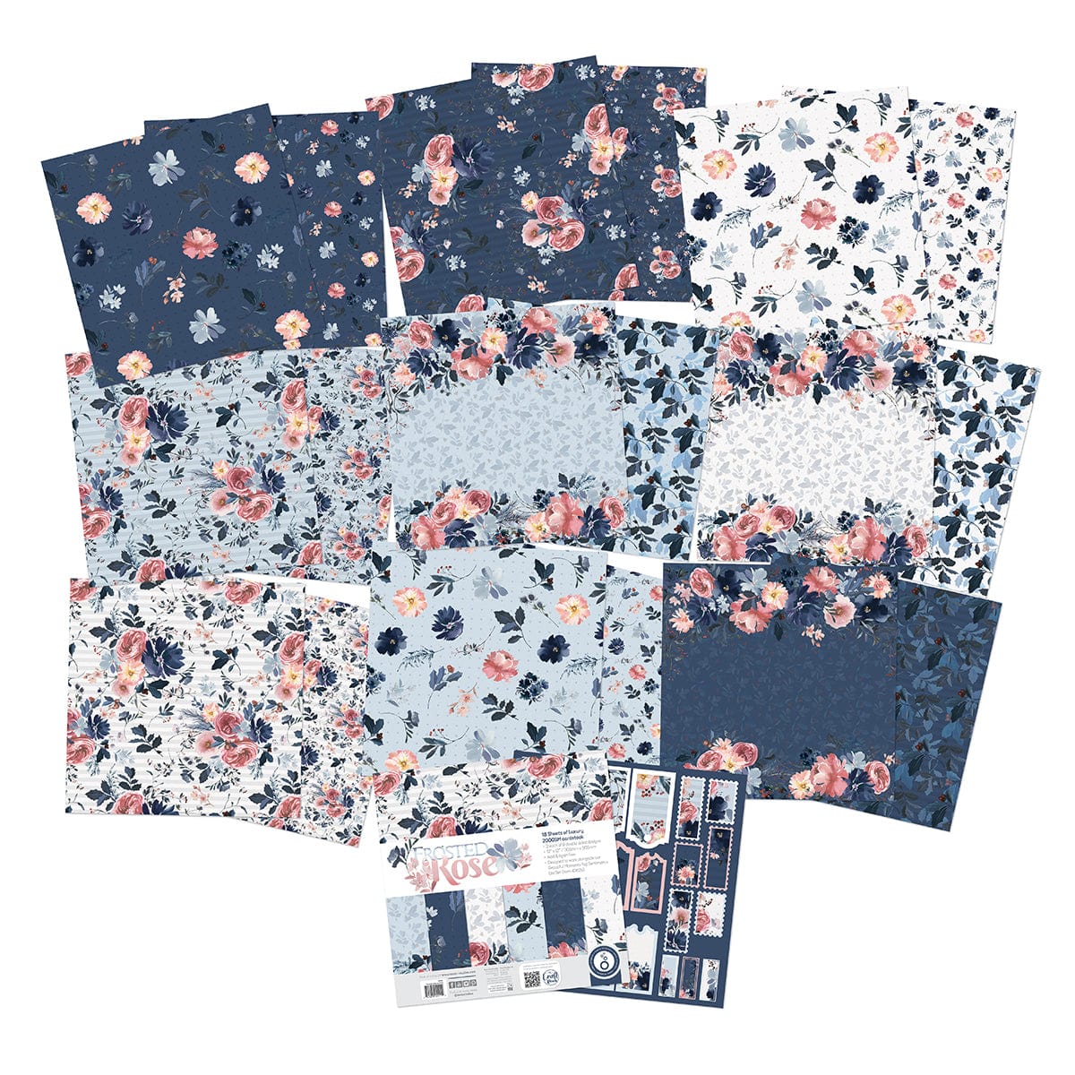 Frosted Rose 12 x 12 Inch Scrapbook Paper Pad - 5511e - Floral Patterned Cardstock for DIY Crafts, Scrapbooking, and Card Making - Perfect for Wedding Invitations, Gift Wrapping, and Home Decor