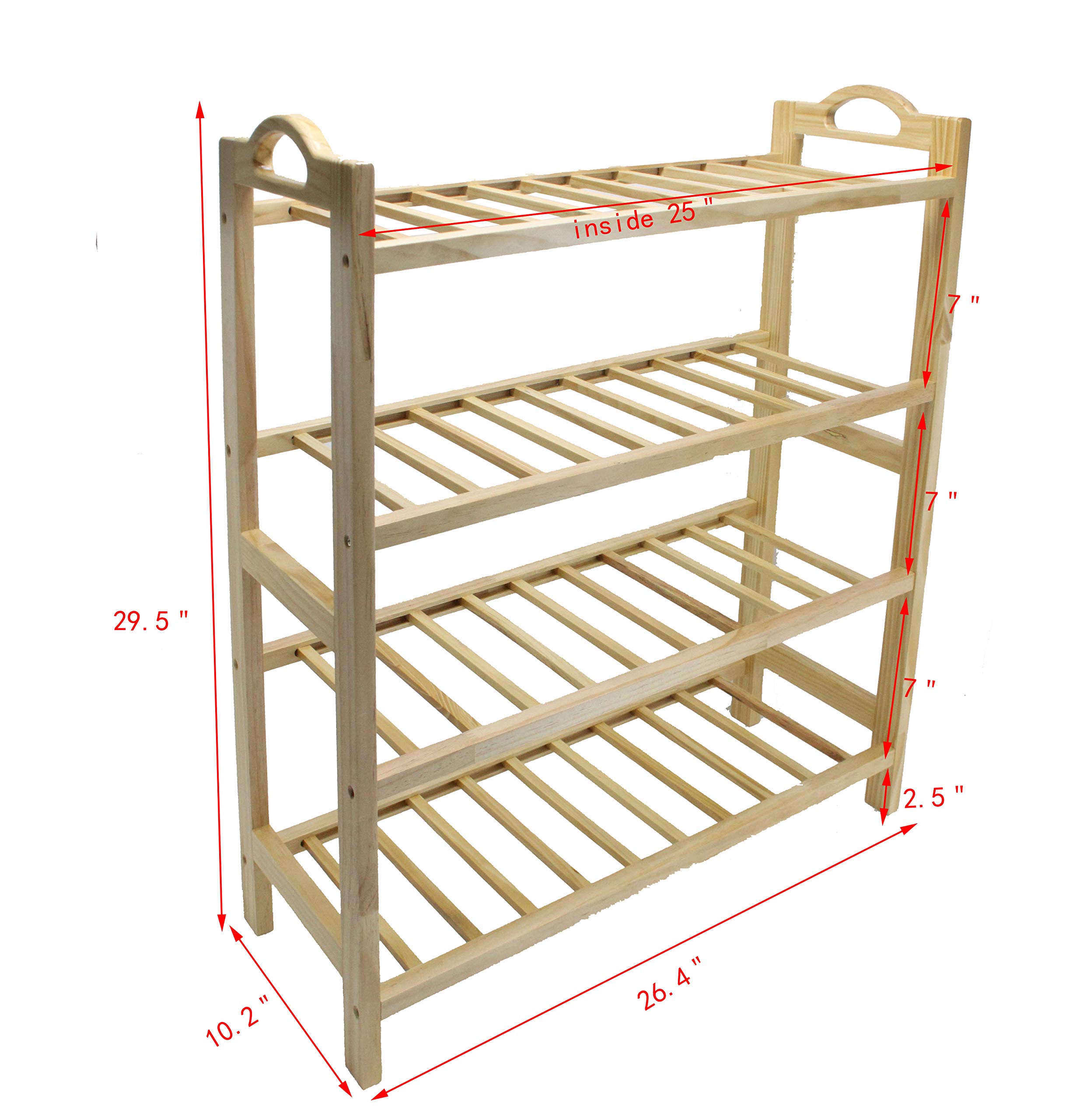 FixtureDisplays® 4-Tier Wooden Shoe Rack & Book Cart - Multi-Purpose Storage Organizer for Shoes, Plants, Books | Perfect for Closet, Living Room, Bedroom & Office Organization