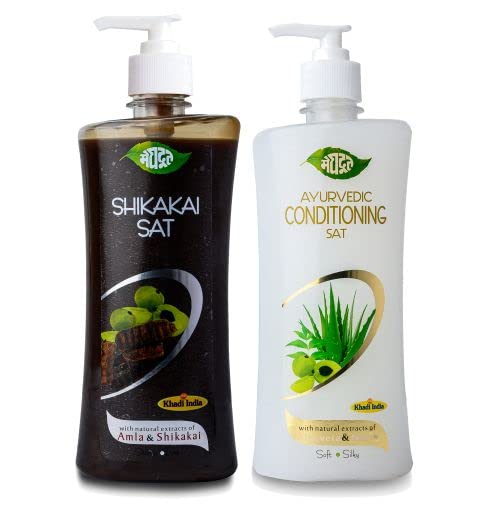 Meghdoot Ayurvedic Shampoo & Conditioner Set - 500ml Shikakai & Amla Shampoo + Aloe Vera & Neem Conditioner for Dry, Damaged Hair Repair | Natural Hair Care Combo Pack of 2 | Perfect for Daily Nourishment & Scalp Treatment