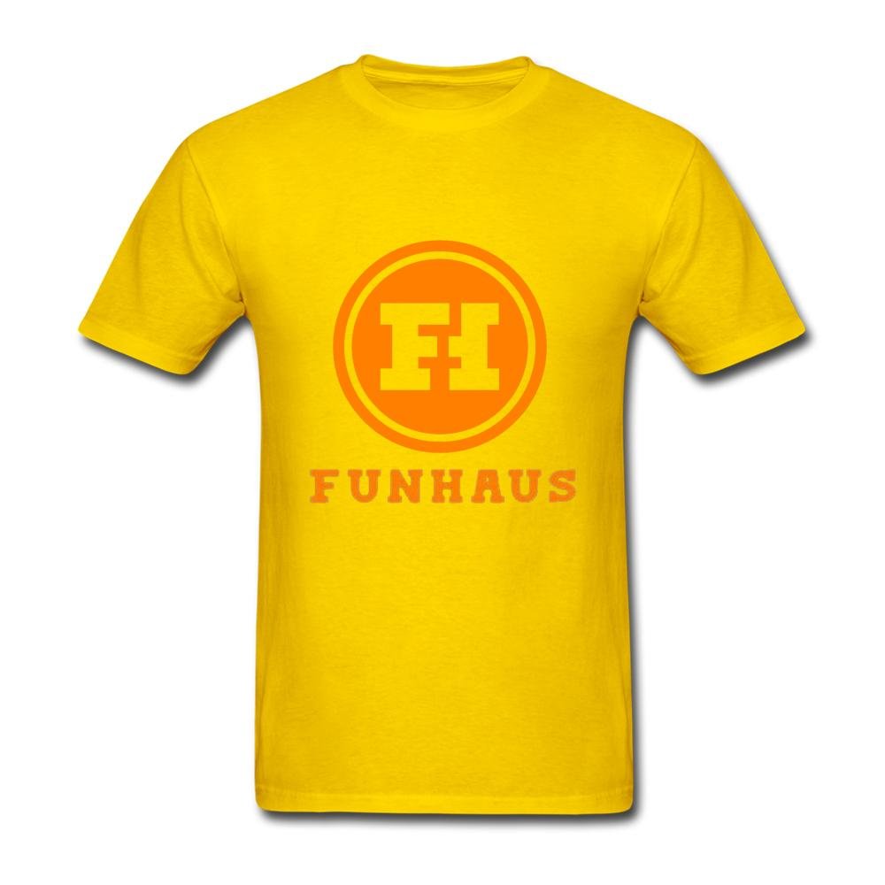 Funhaus Logo Men's 100% Cotton T-Shirt - Yellow | Casual Graphic Tee for Gaming Fans & Streetwear Style