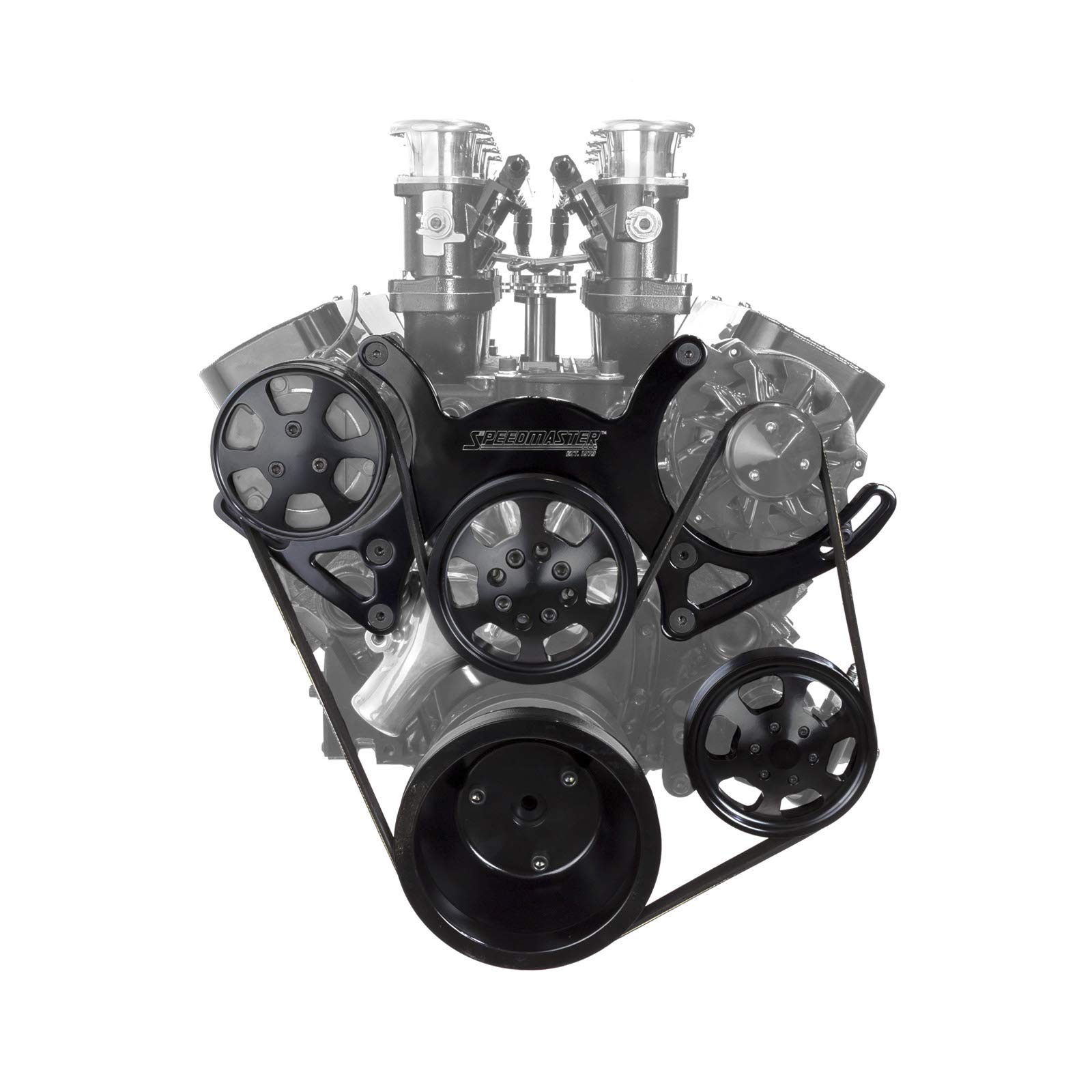 Speedmaster 1-415-001-02 Aluminum Serpentine Pulley Kit for Chevy SBC 350 - Complete Black Engine Pulley System - Perfect for Performance Upgrades & Engine Rebuilds