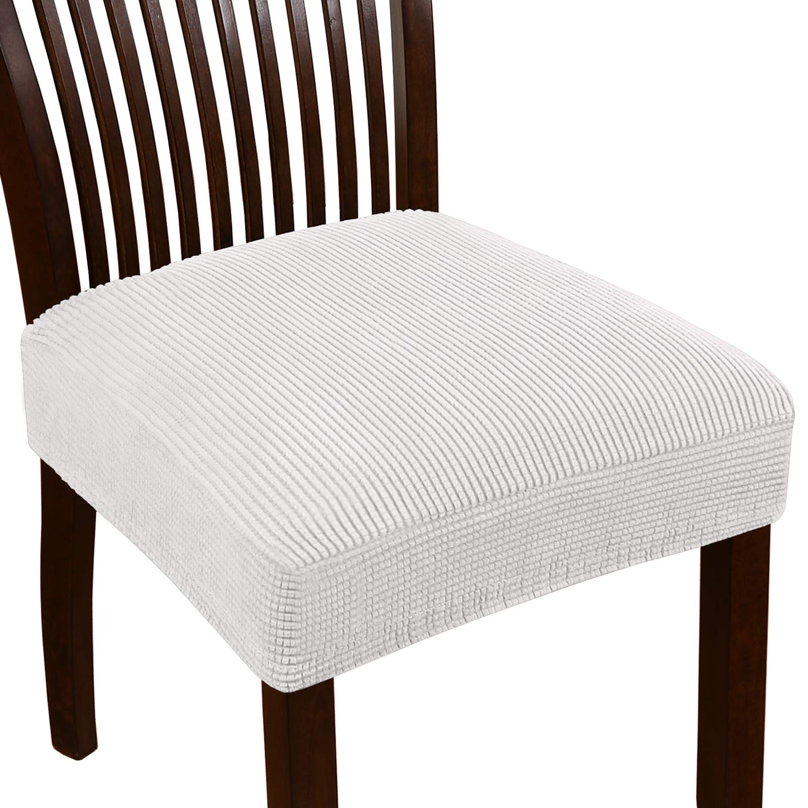 Turquoise Jacquard Stretch Dining Chair Covers - 2 Pack Washable & Removable Slipcovers for Kitchen, Dining Room, Office Chairs - Ivory Seat Cushion Protectors for Home Decor & Furniture Protection