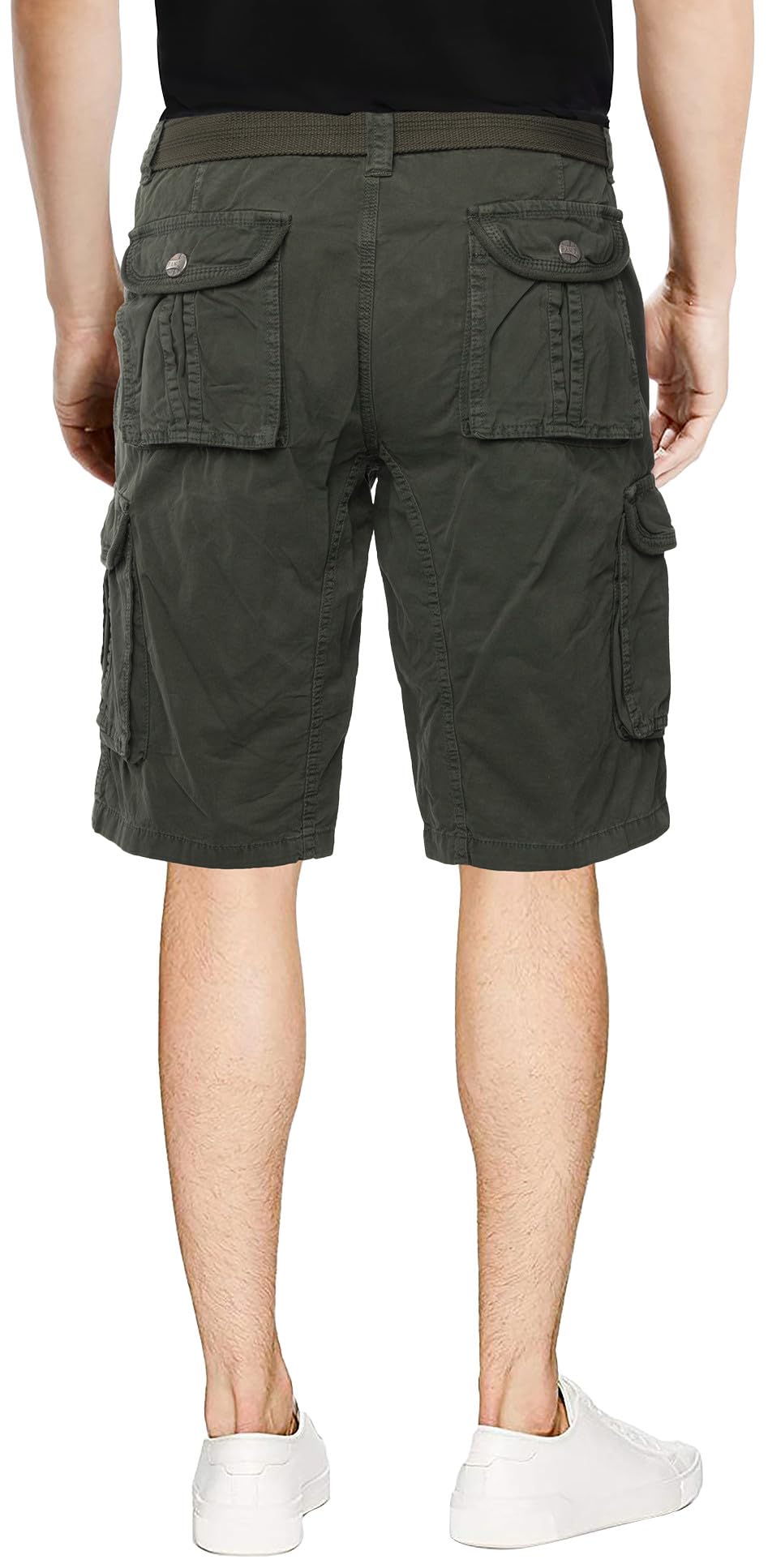 RAW X Men's Belted Cargo Shorts - Relaxed Fit Casual Knee-Length Pants with Multiple Pockets | Perfect for Outdoor Activities, Hiking, Travel & Everyday Wear
