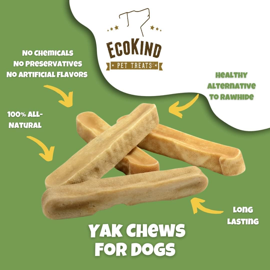EcoKind Himalayan Yak Cheese Dog Chews - All Natural Premium Dog Treats for Small, Medium & Large Breeds | Healthy, Long-Lasting & Easily Digestible | Perfect for Training, Teething & Dental Health (8-Pack)