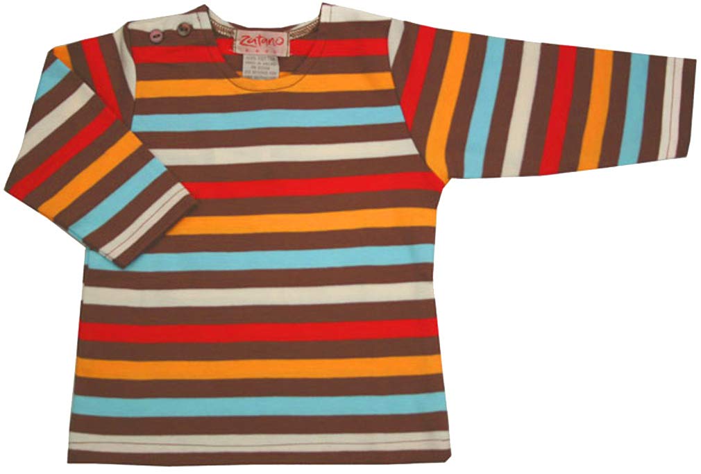 Zutano Chocolate 5 Color Stripe Long Sleeve Baby Bodysuit - Soft Cotton Infant Onesie for Boys & Girls - Perfect for Playtime, Daycare & Family Outings
