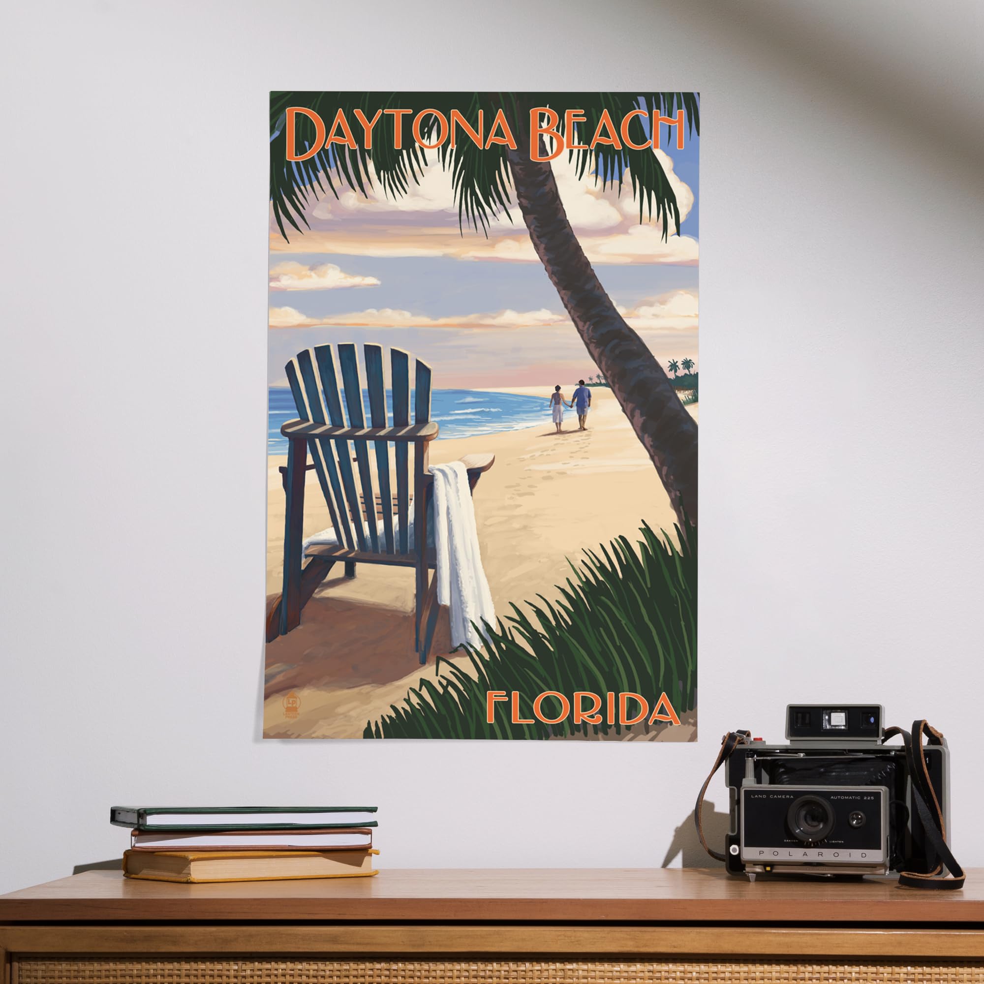 Lantern Press 16x24 Inch Giclee Print - Daytona Beach Florida Adirondack Chair on the Beach - Perfect for Coastal Home Decor and Beach House Wall Art