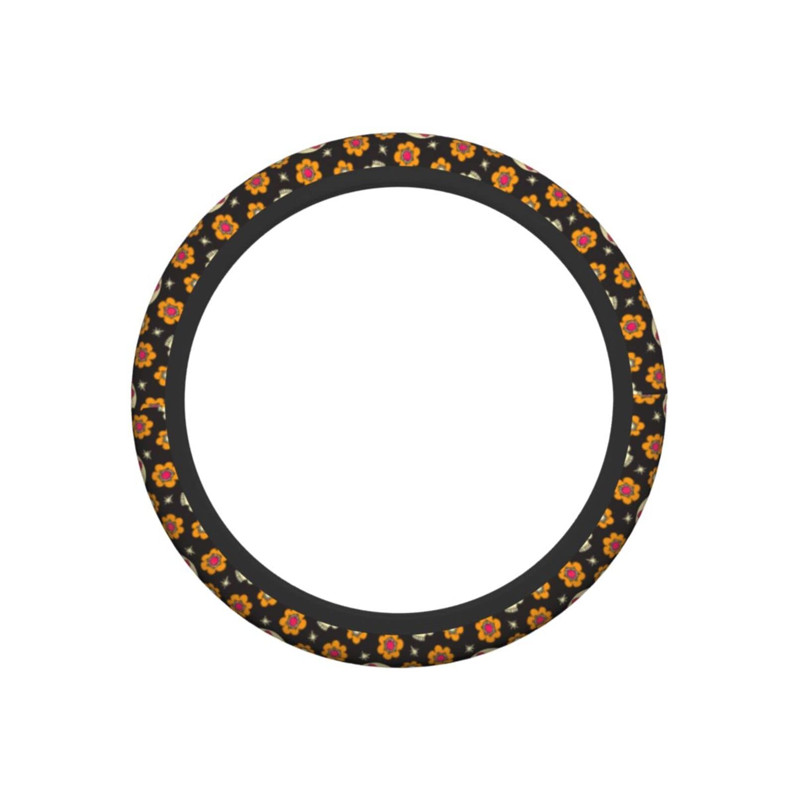 Skull Daisy Steering Wheel Cover - Universal 15 Inch Anti-Slip Car Accessory for Women | Cute Floral Design Wheel Protector | Perfect for Daily Commute & Road Trips