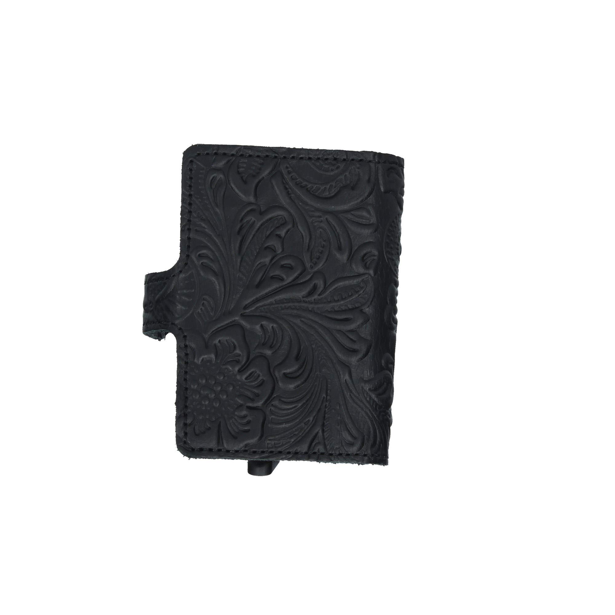 Secrid Miniwallet Black Ornament Wallet SC6332 - Slim RFID Blocking Leather Card Holder for Men & Women - Perfect for Travel, Business & Everyday Use