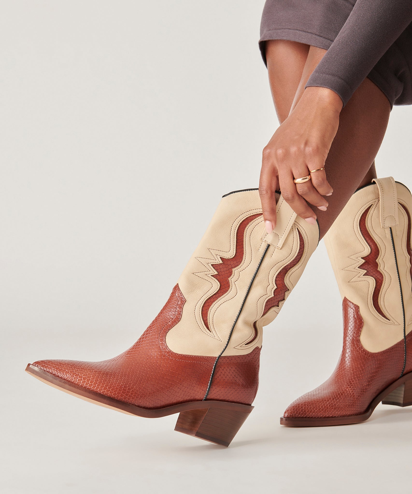 SUZZY BOOTS Brown Embossed Leather Ankle Boots for Women - Stylish & Comfortable Footwear for Fall, Winter & Casual Outings