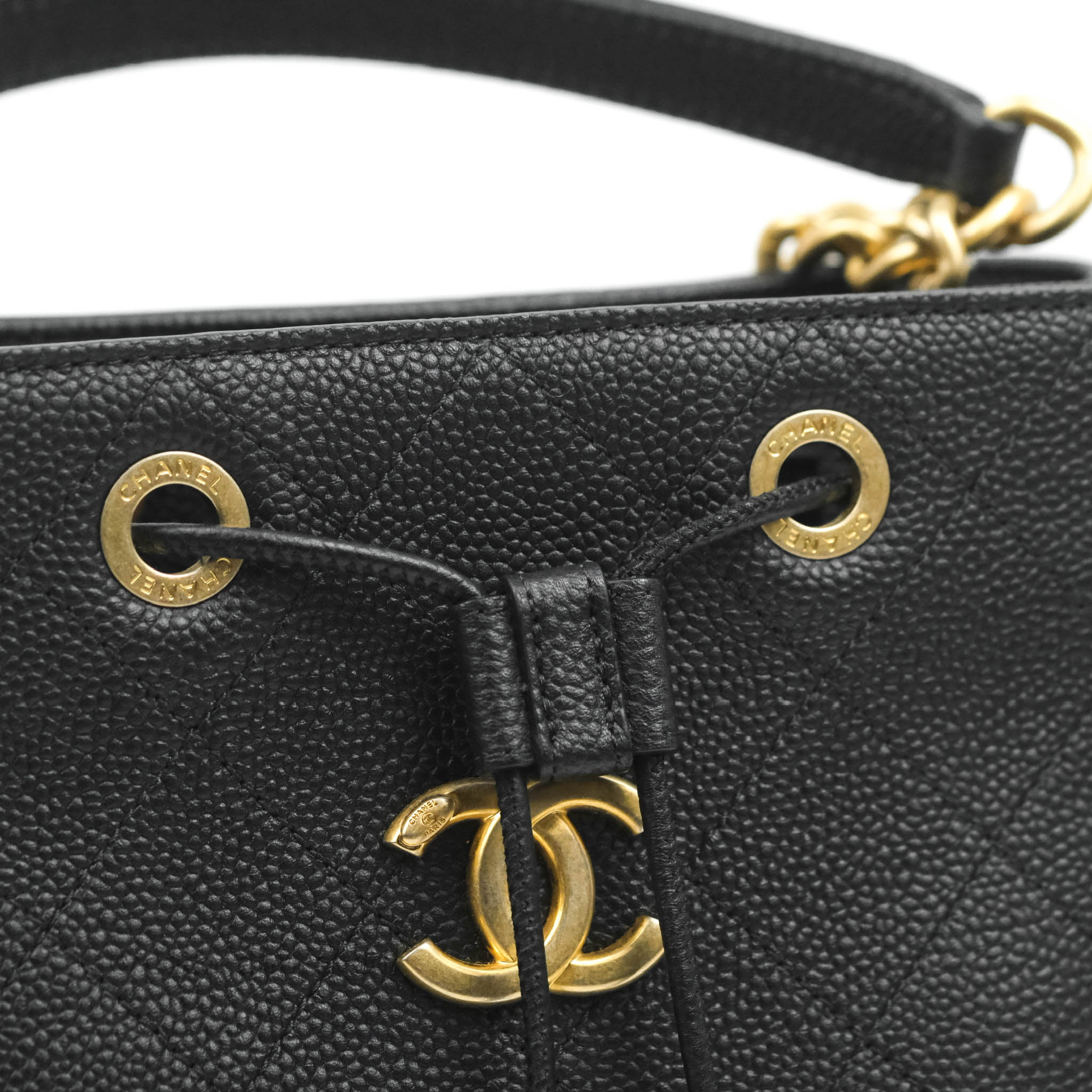 Chanel Black Grained Calfskin Drawstring Bucket Bag - Luxury Women's Shoulder Bag for Everyday Use, Travel & Fashion Accessories