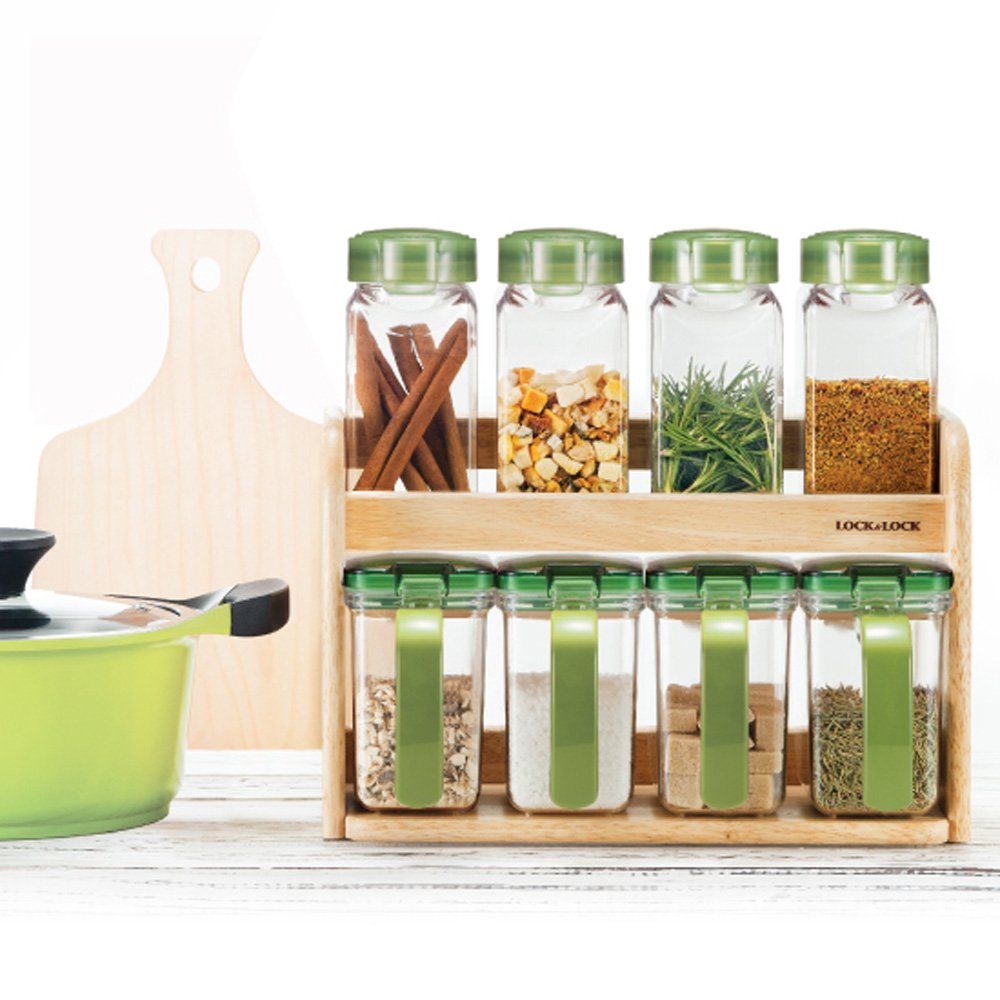 Lock & Lock 8-Piece Slim Dry Food & Seasoning Storage Canister Set - 15 Oz Airtight Containers for Kitchen Pantry Organization | Perfect for Flour, Sugar, Coffee & Spices