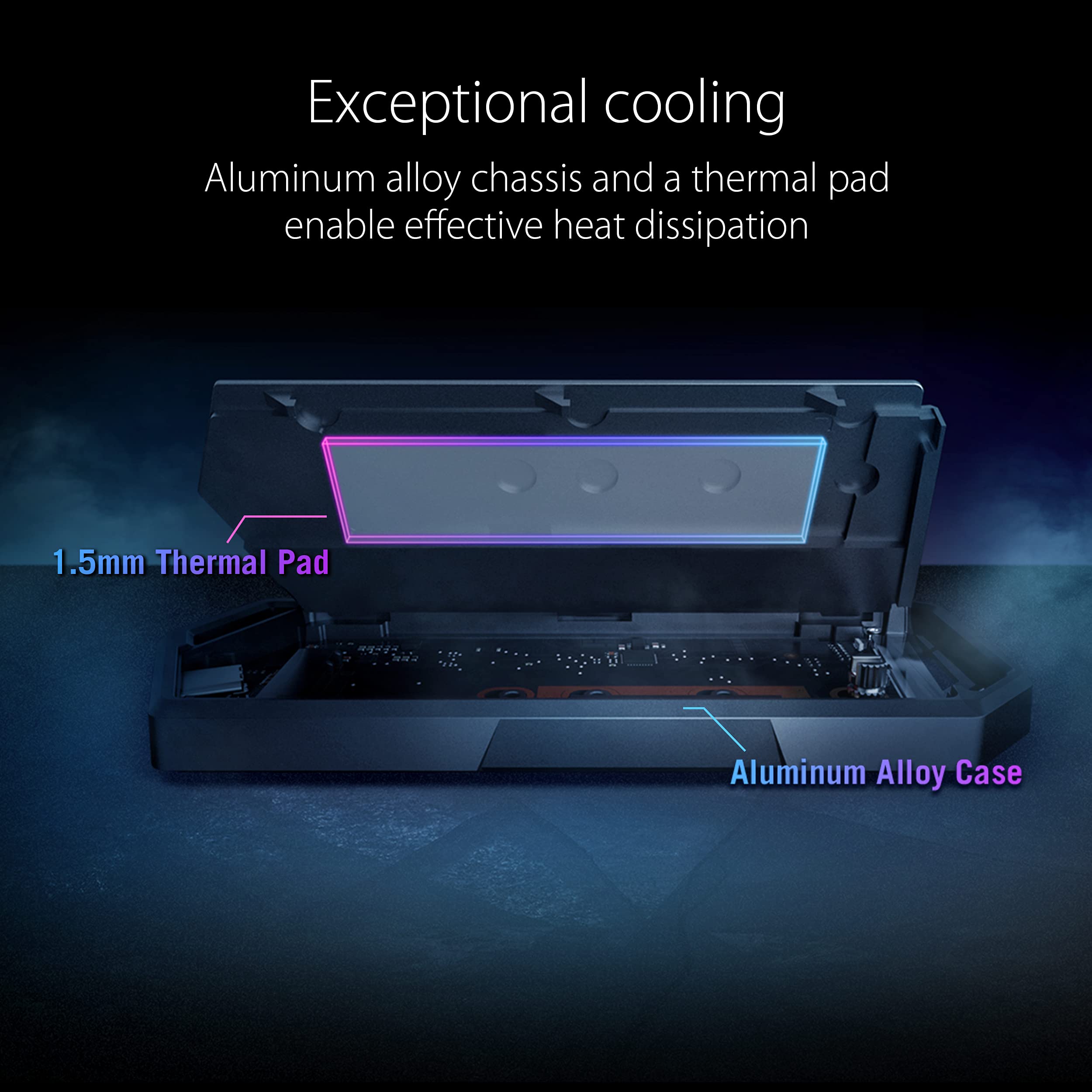 ROG Strix Arion S500 500GB Portable SSD - USB-C 3.2 Gen 2 External Solid State Drive with NVMe, 1050MB/s Read Speed, 256-bit AES Encryption, Aura Sync RGB Lighting | Perfect for Gaming, Video Editing & Data Backup
