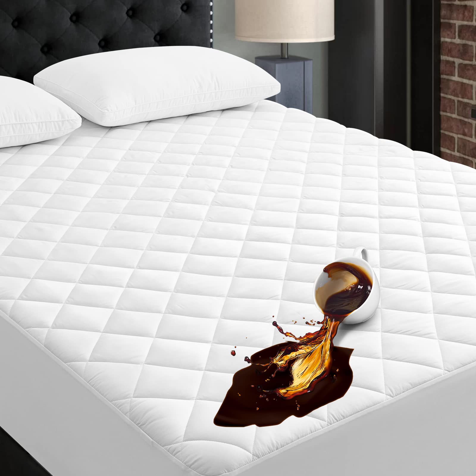 REMOCA HOME Full Size Waterproof Mattress Pad Protector Cover - Quilted, Soft & Breathable - Fits Mattress Up to 21