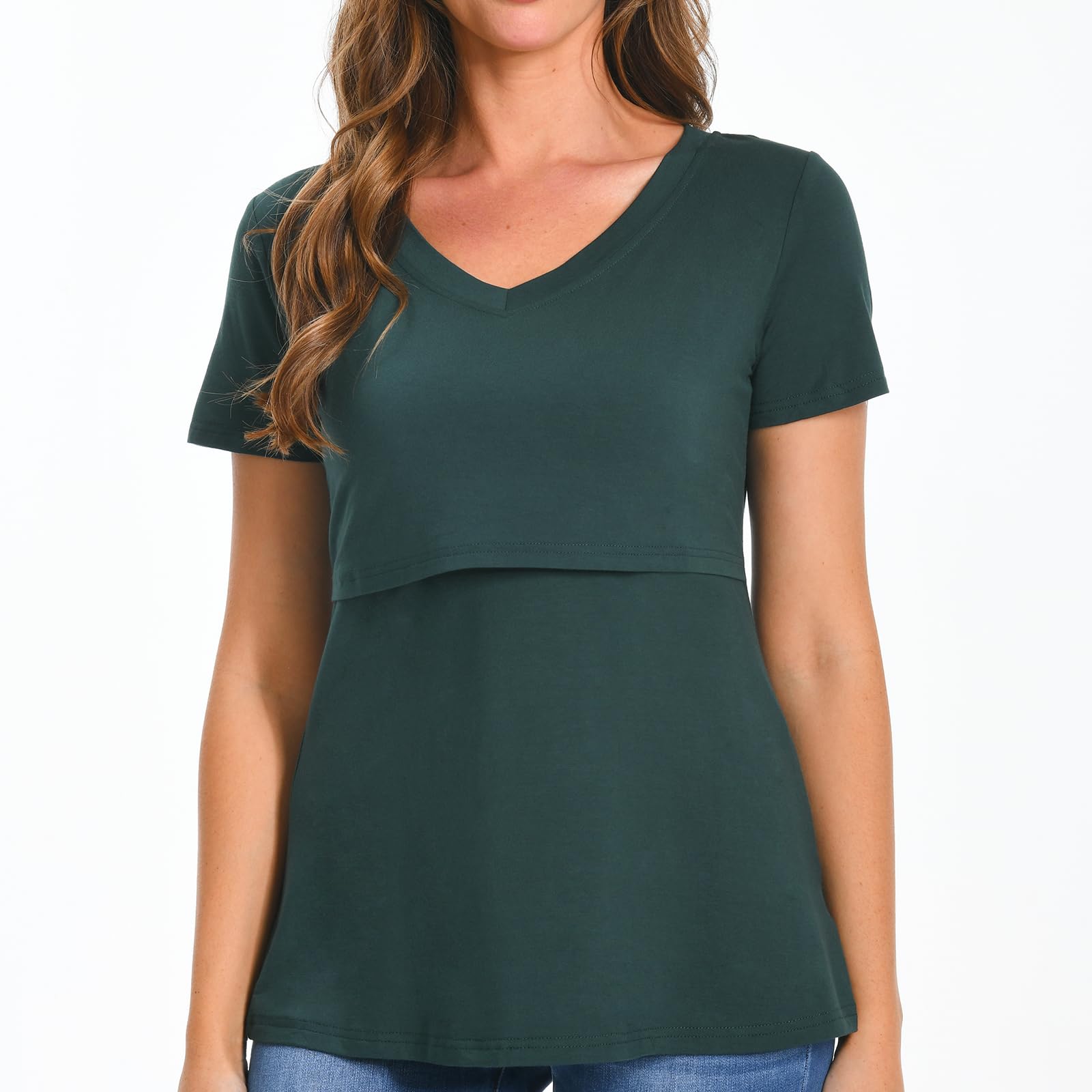 Bearsland Women's 3-Pack V-Neck Nursing Tops - Soft Maternity Breastfeeding Shirts for Comfortable Pumping & Nursing at Home or Outdoors