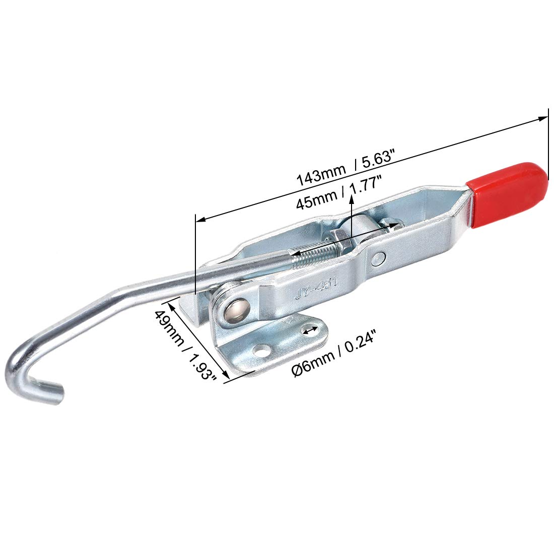 uxcell 375lbs Capacity Quick Holding Draw Latch Action Pull J Hook Toggle Clamp - 2 Pack for Woodworking, Cabinets, Toolboxes & DIY Projects