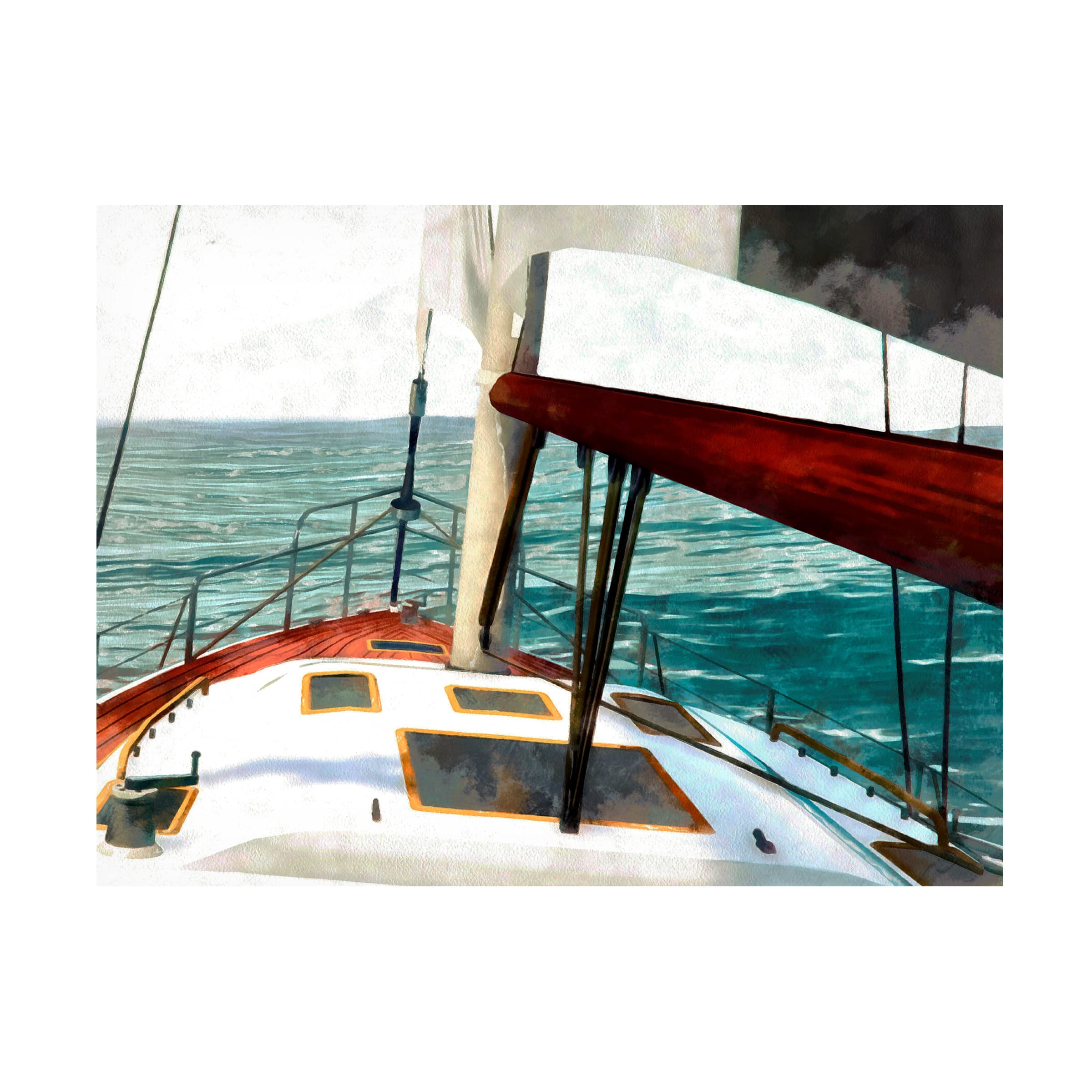 Trademark Fine Art 'Sailing The Seas II' Canvas Wall Art by Alonzo Saunders - Nautical Decor for Living Room, Bedroom & Office