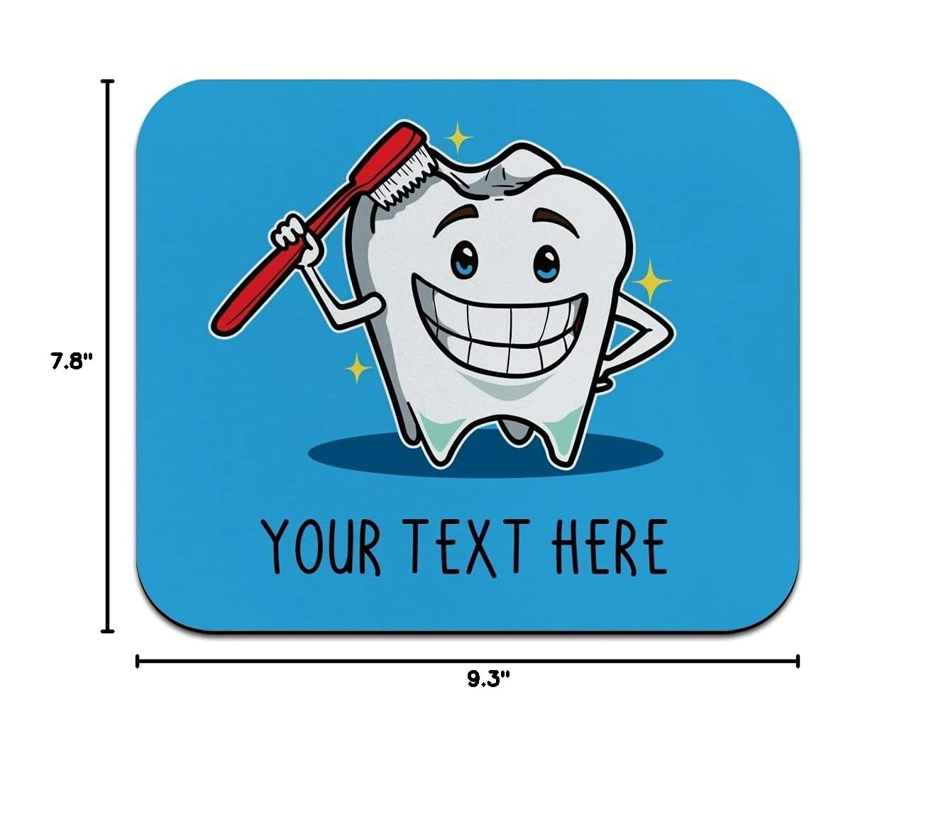 Custom Thin Low Profile Dentist Mouse Pad with 1 Line Sparkling Teeth Design - Perfect for Dental Offices, Home Desks, and Gaming Setups