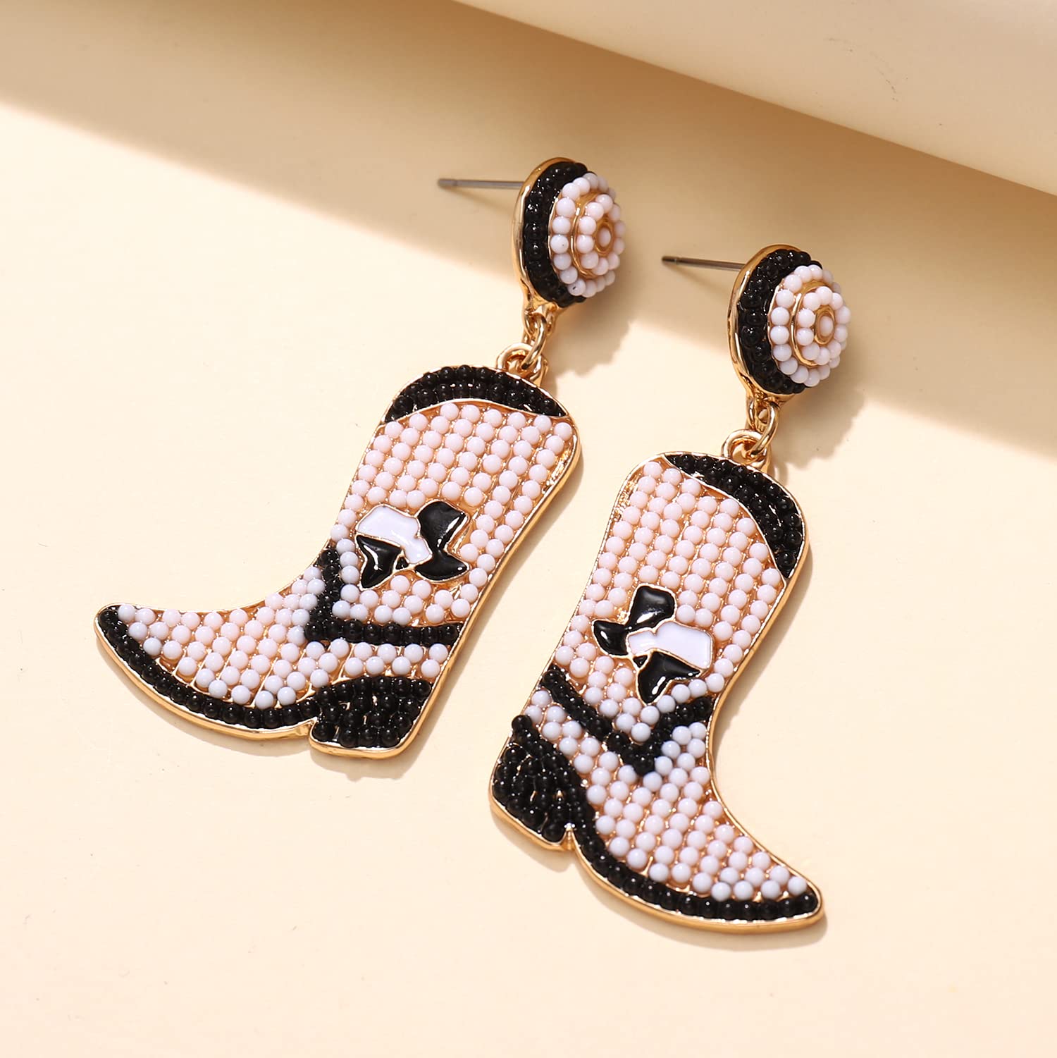 Western Cowgirl Boot Earrings for Women - Boho Beaded Dangle Drop Earrings, Y2K Fashion Jewelry, Perfect for Parties & Gifts | Country Style Accessories for Concerts, Festivals & Cowgirl Outfits