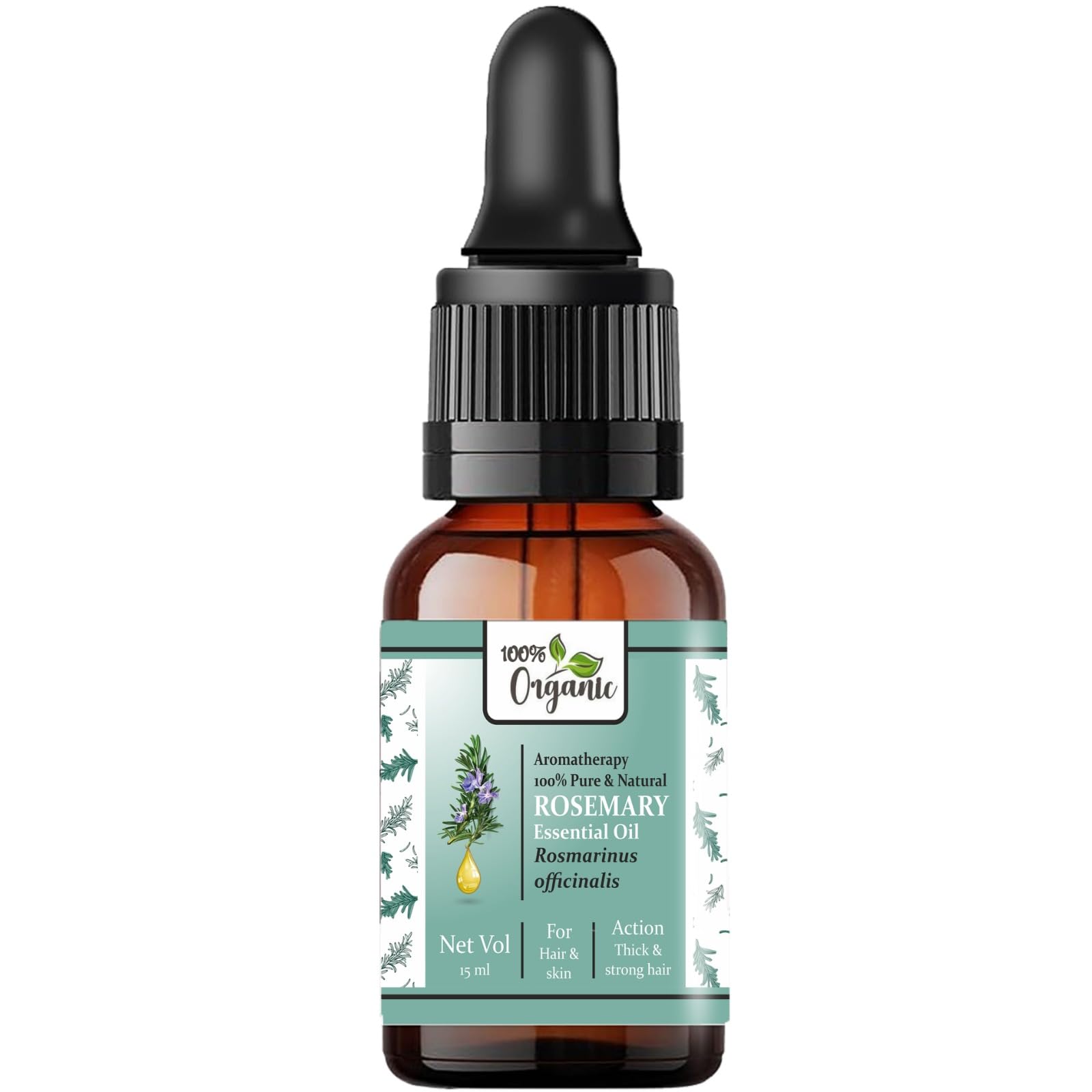 Organic Rosemary Essential Oil for Hair Growth & Scalp Care - 100% Pure Natural Hair Fall Control & Skin Nourishment (15ml) - Perfect for Aromatherapy, DIY Beauty & Relaxation